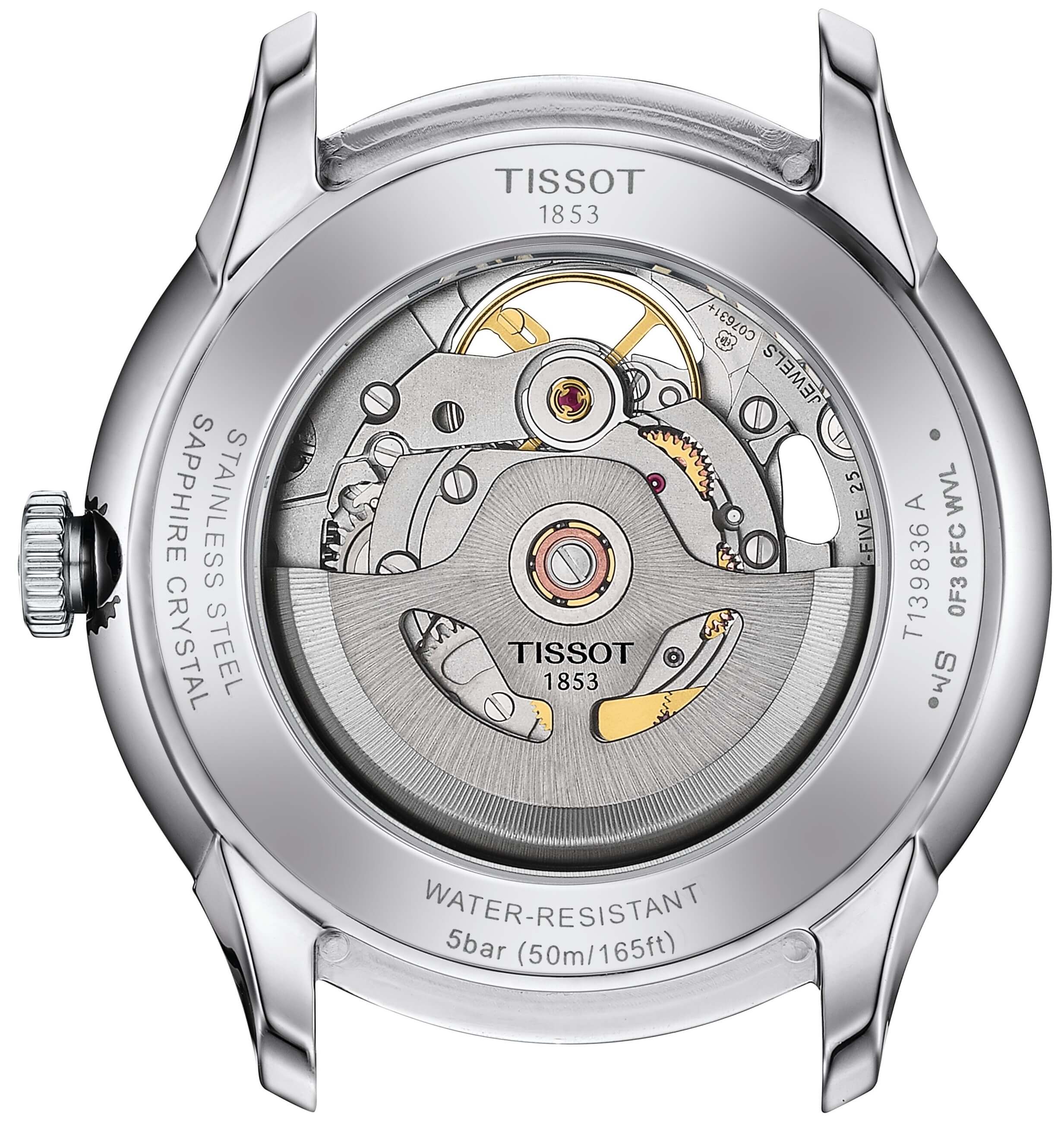 TISSOT -Chemin Des Tourelles Squelette men's watch brown-green automatic sapphire crystal 39mm- T139.836.16.261.00