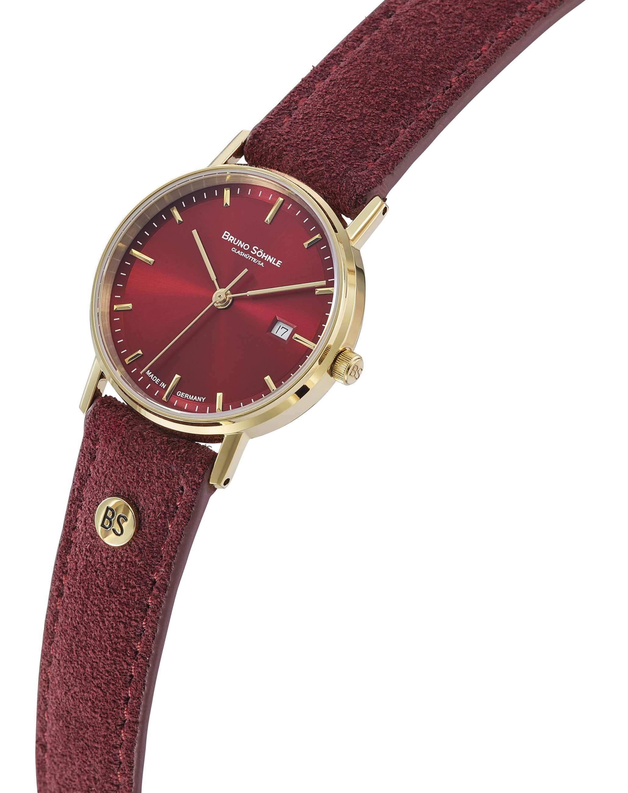 Bruno Söhnle -Rondo Damenuhr Rot Gold Quarz Saphirglas 30mm- 17-33106-541