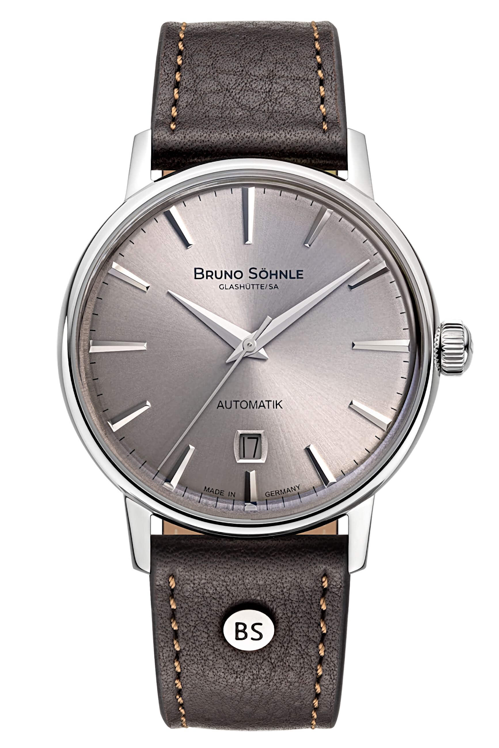 Bruno Söhnle -Bergamo Herrenuhr Braun Grau Datum Saphirglas Automatik 39mm- 17-12236-811