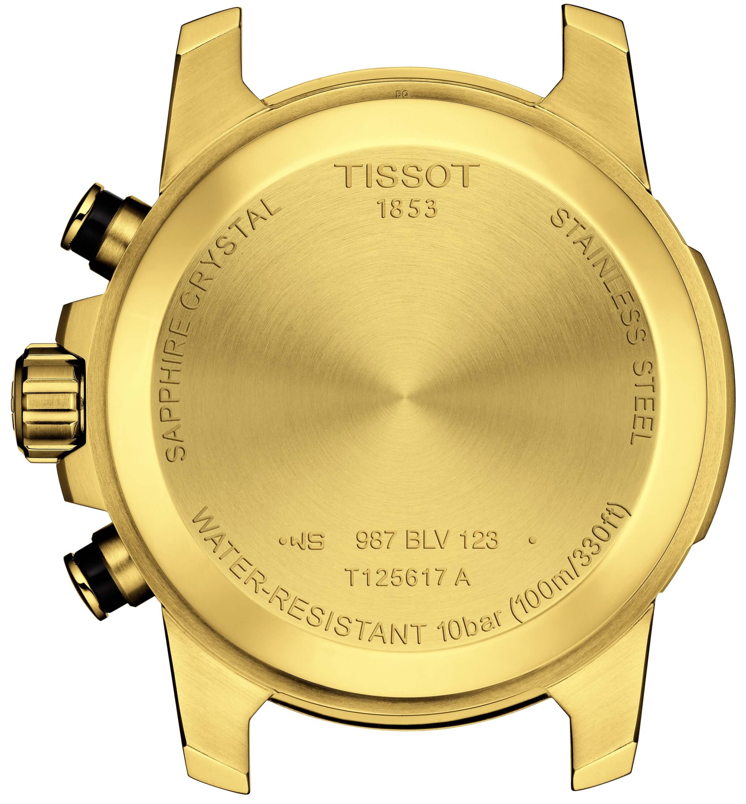 TISSOT -Supersport Chrono Herrenuhr Gelbgold Schwarz Quarz Saphirglas 46mm- T125.617.33.051.01