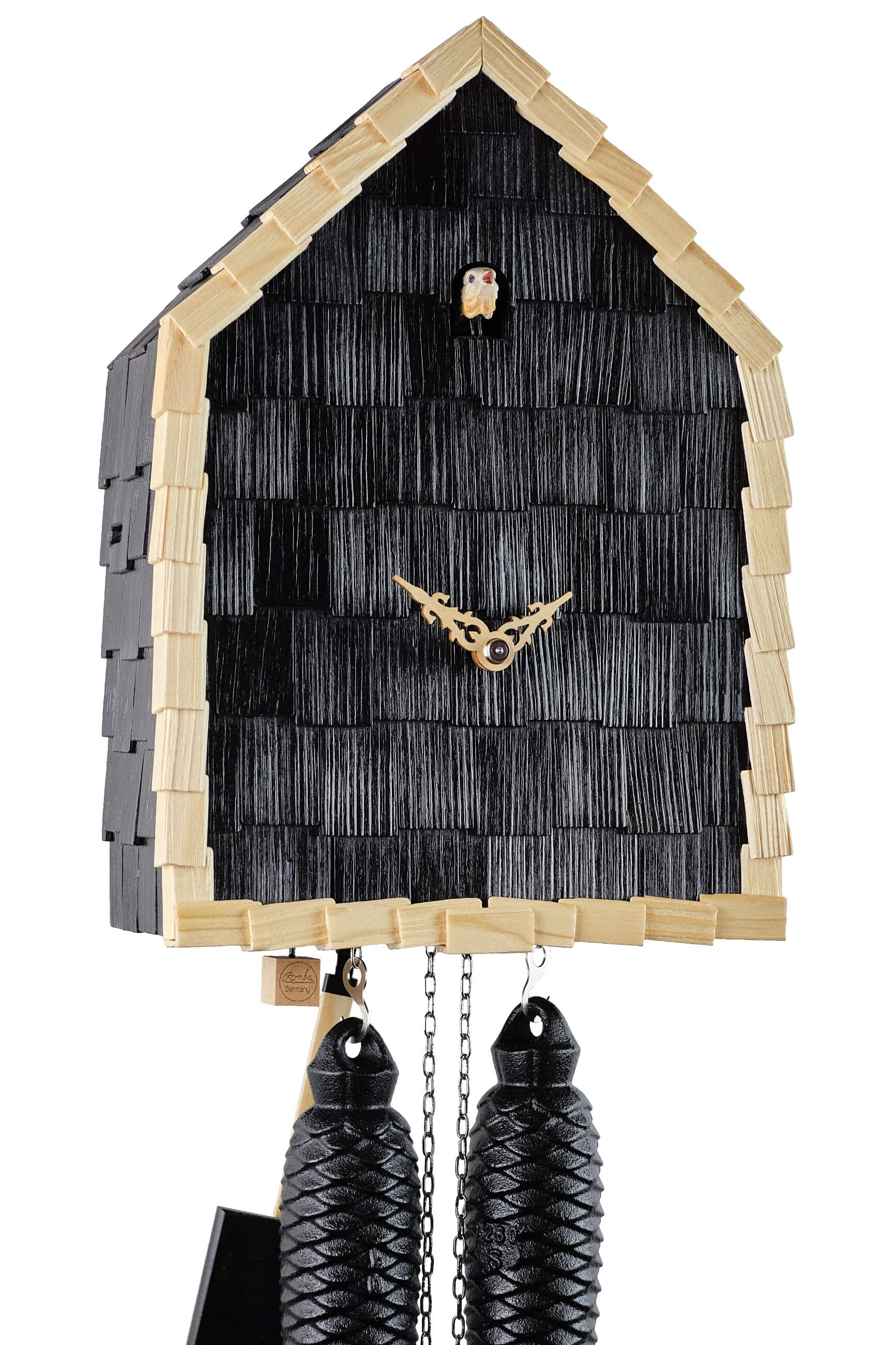 Romba -Cuckoo clock modern shingles black mechanical 8-day movement 30cm- RE34S-2