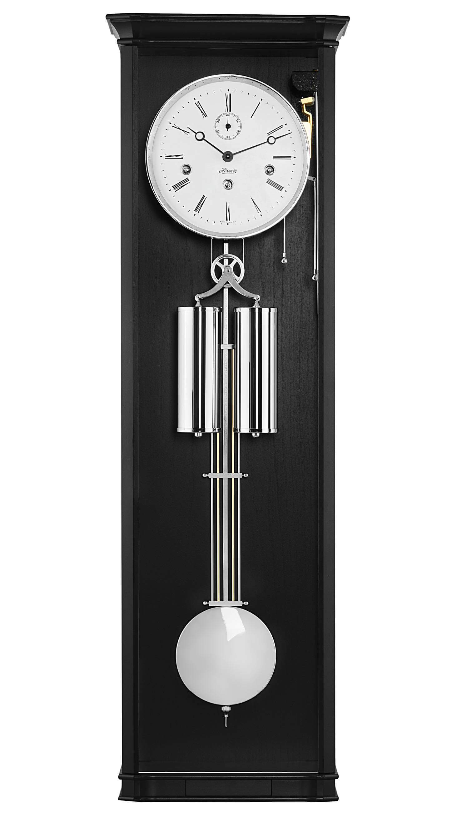 Hermle -Wanduhr Schwarz Nickel 8-Tage Westminster Mechanisch 88cm- 71009-740351