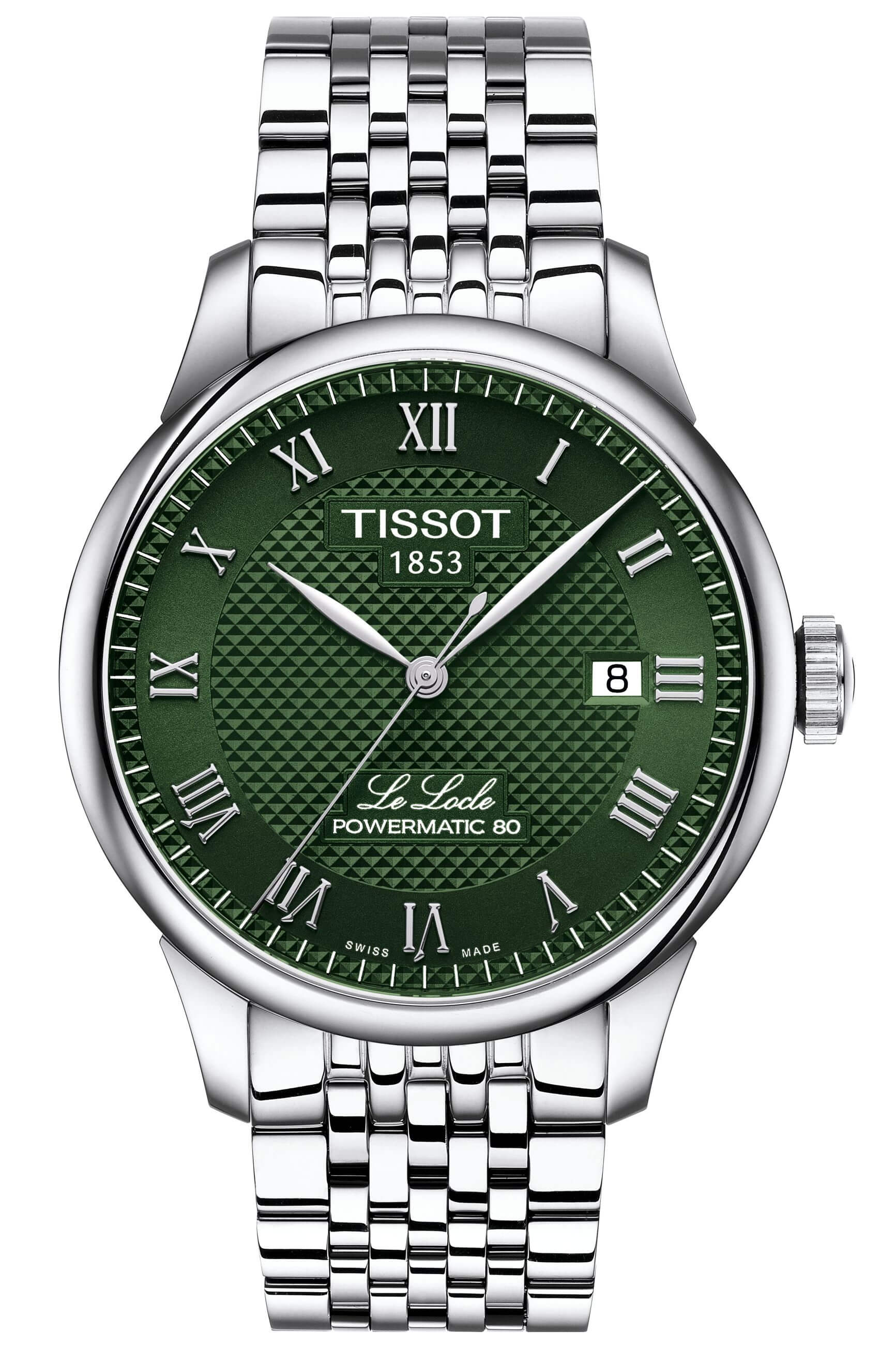 TISSOT -Le Locle Powermatic 80 men's watch silver green automatic sapphire crystal 39mm- T006.407.11.093.00