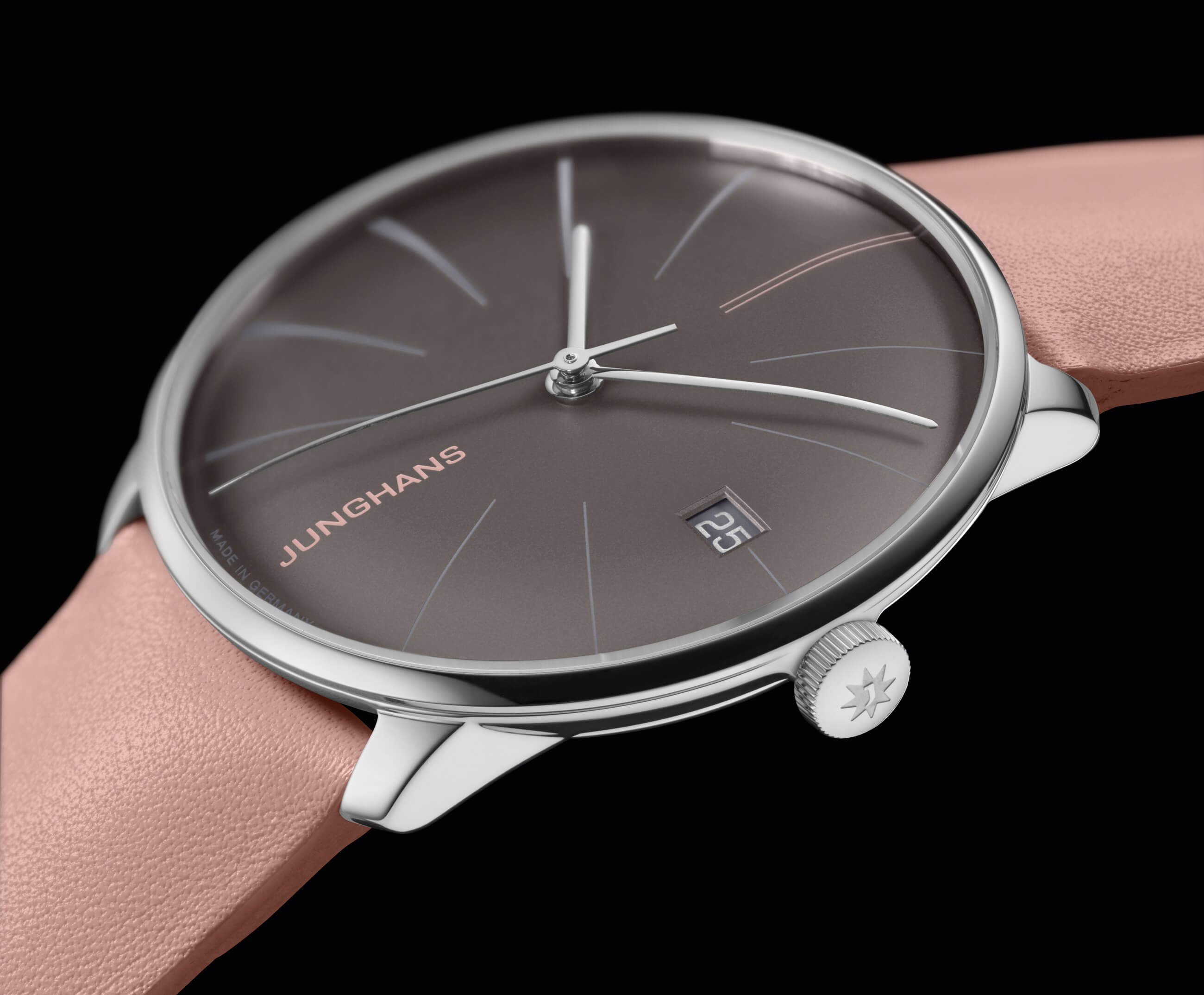 Junghans -Meister fein Small Automatic Ladies' Watch Dark Grey Pink Sapphire Crystal 35mm- 027/4231.00