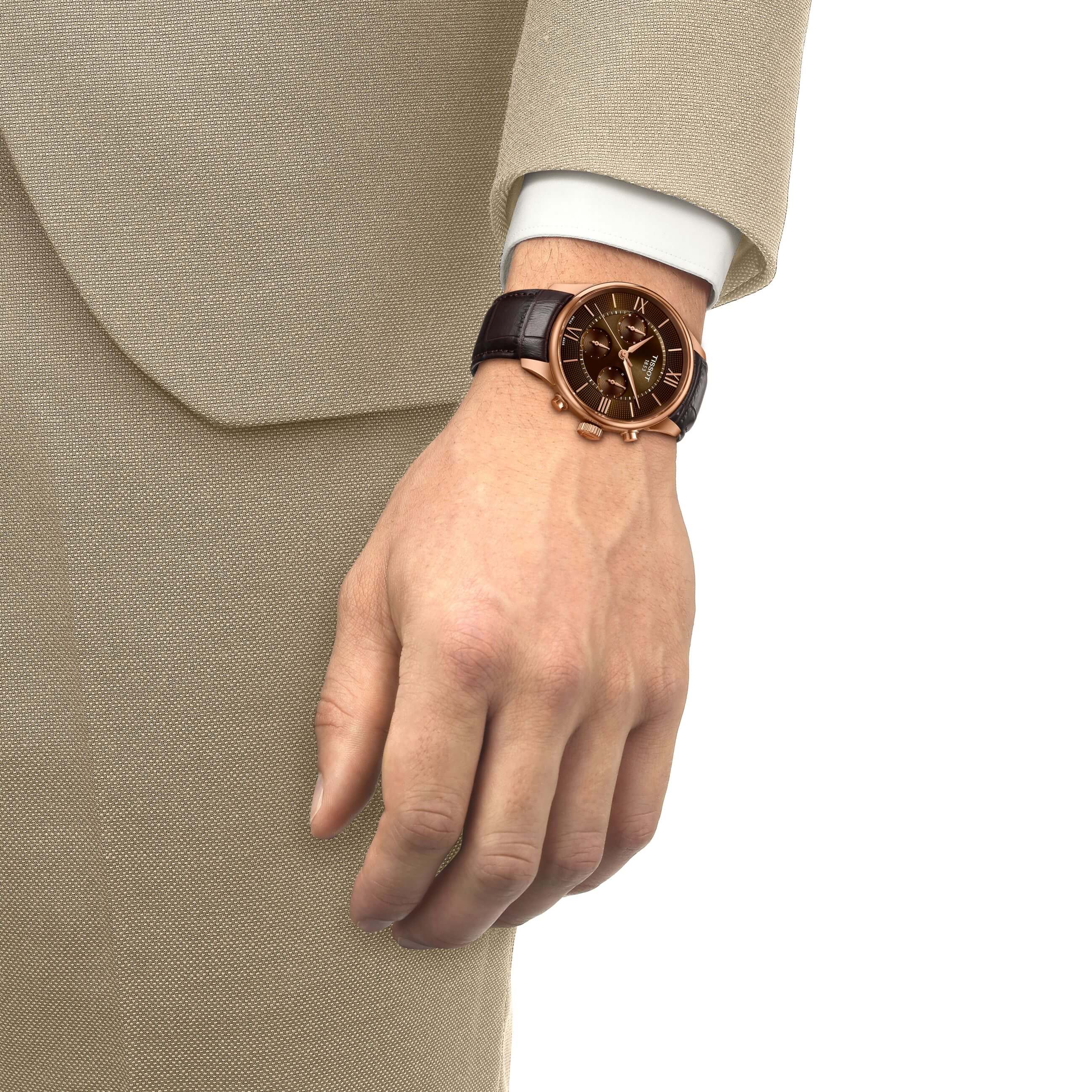 TISSOT -Chemin Des Tourelles Chronograph Men's Watch Brown Automatic Sapphire Crystal 42mm- T139.462.36.298.00