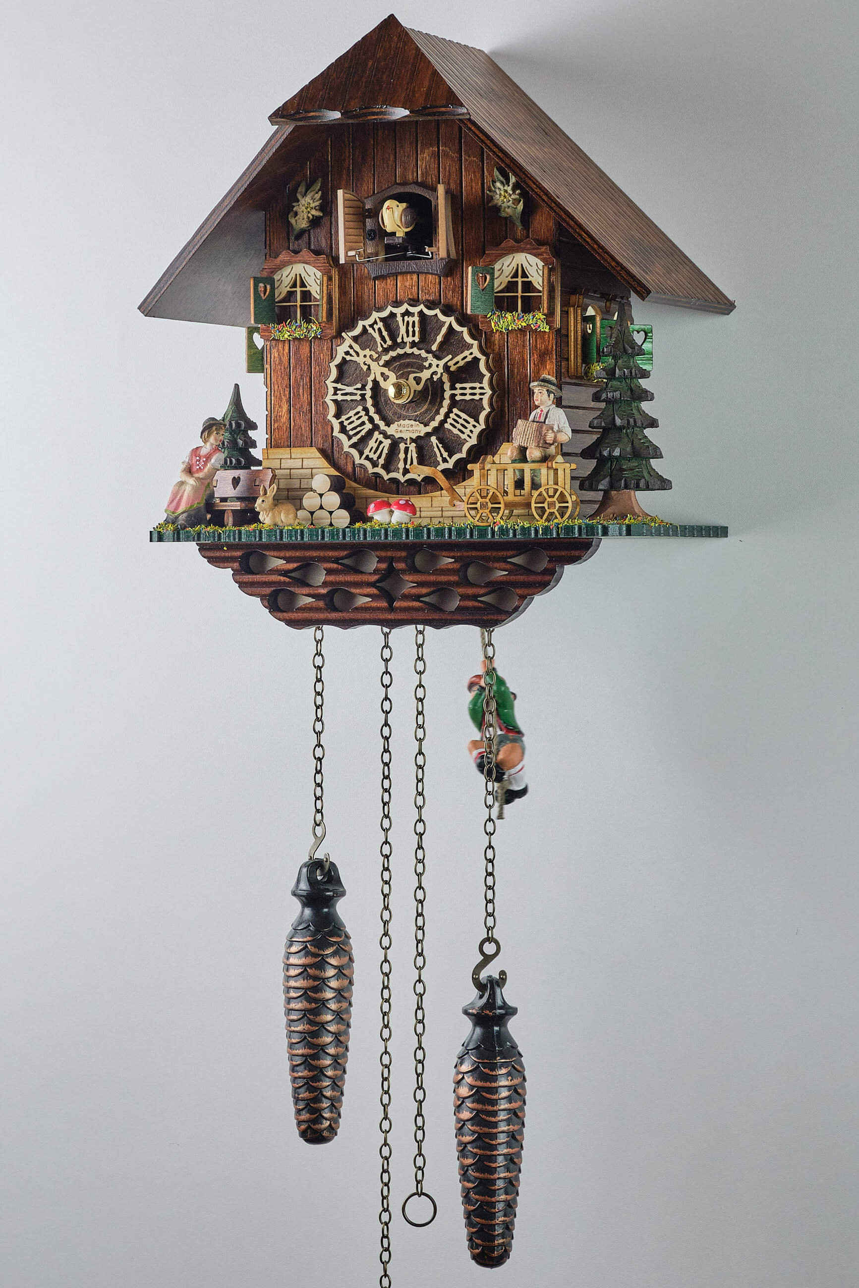 Trenkle -Cuckoo Clock Quartz Movement House with Rope Jack 27cm- 4301 QMS