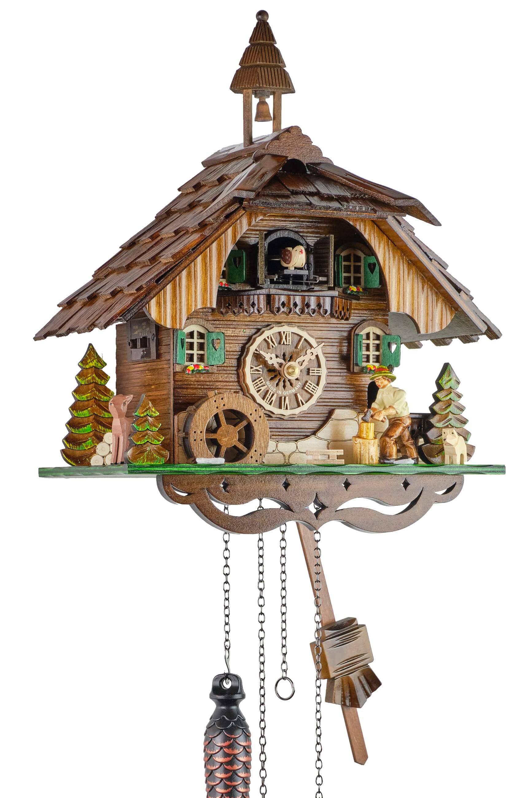 Engstler -Cuckoo clock wood chopper Black Forest house quartz movement 25cm- 4441 QM