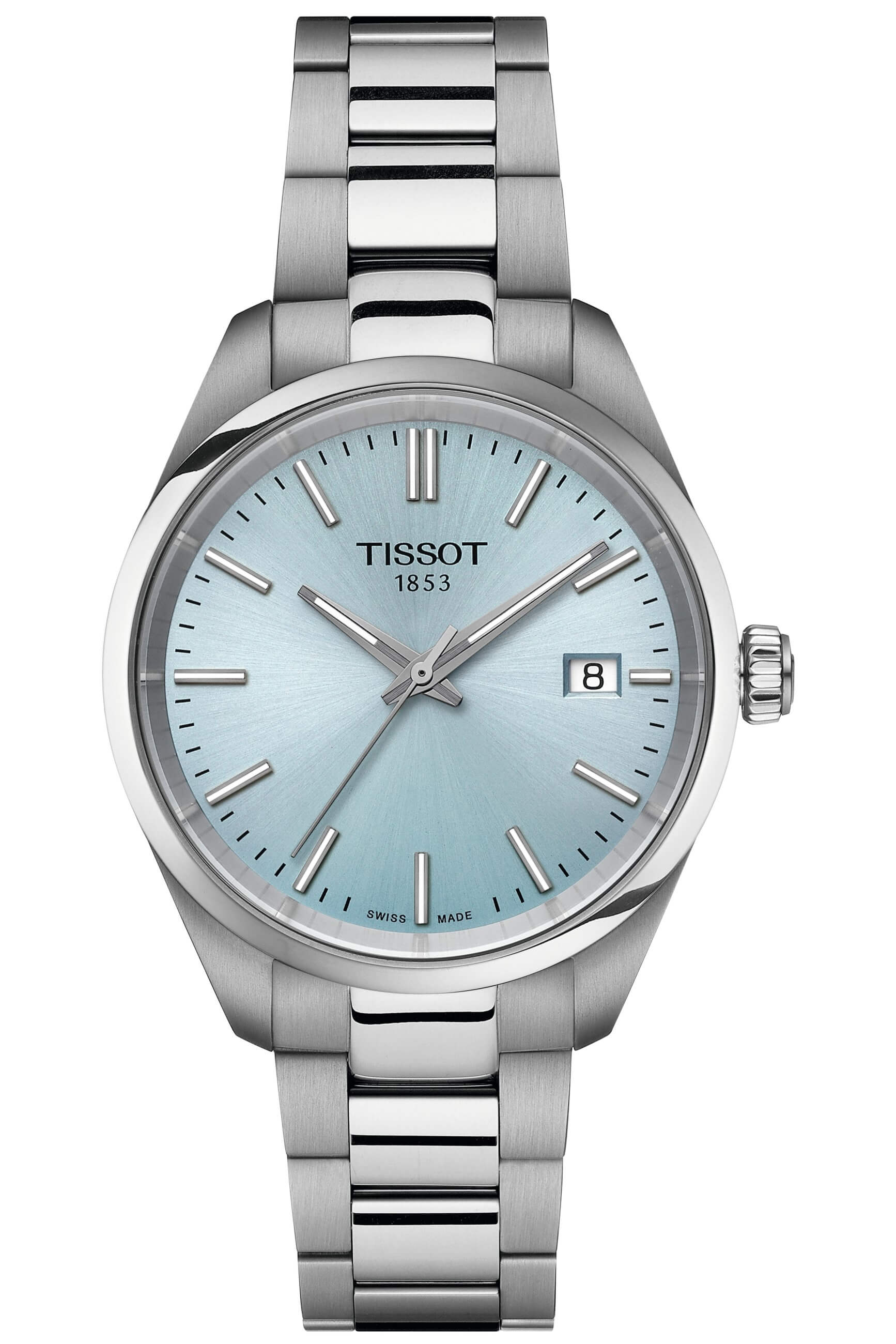 TISSOT -PR 100 ladies' watch silver ice blue quartz date sapphire crystal 34mm- T150.210.11.351.00