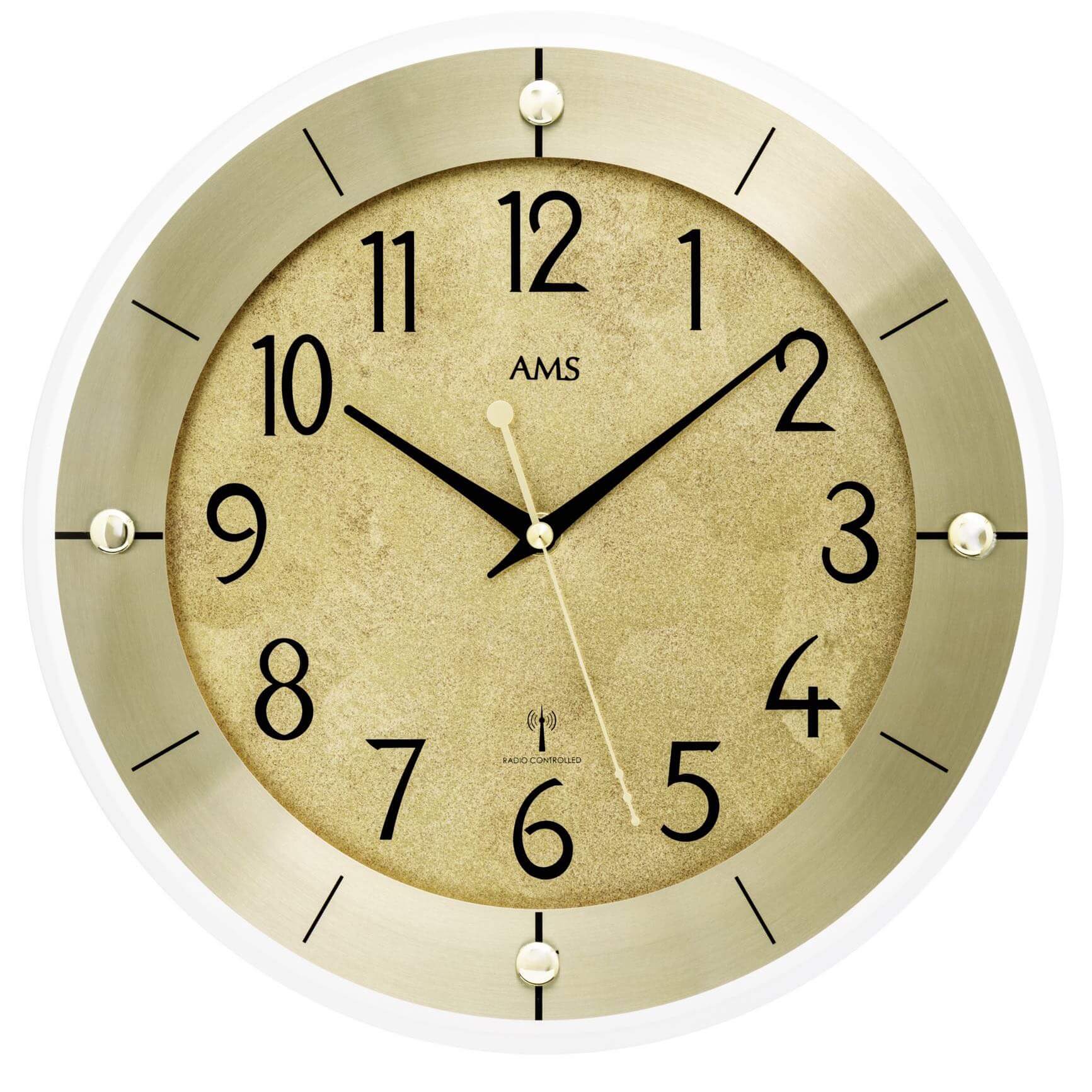 AMS -Wall clock brass antique radio controlled movement 31cm- 5591