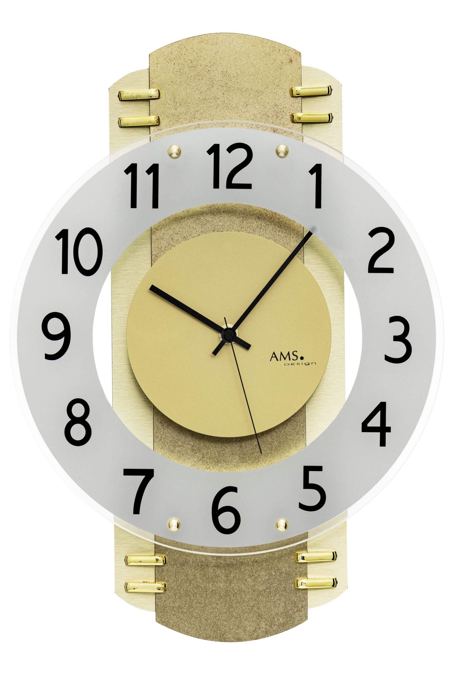 AMS -Wall clock brass antique radio controlled movement 40cm- 5619