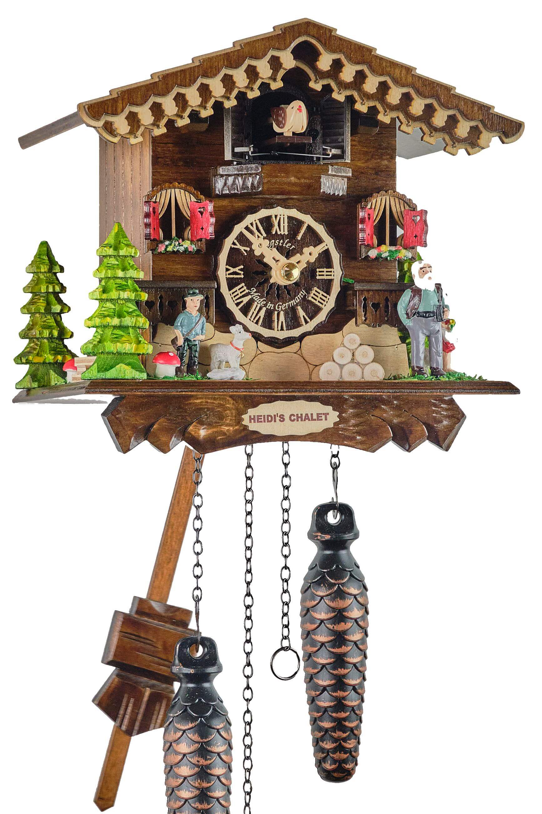 Engstler -Cuckoo clock quartz with music Chalet Heidihaus 20cm- 3553 QM