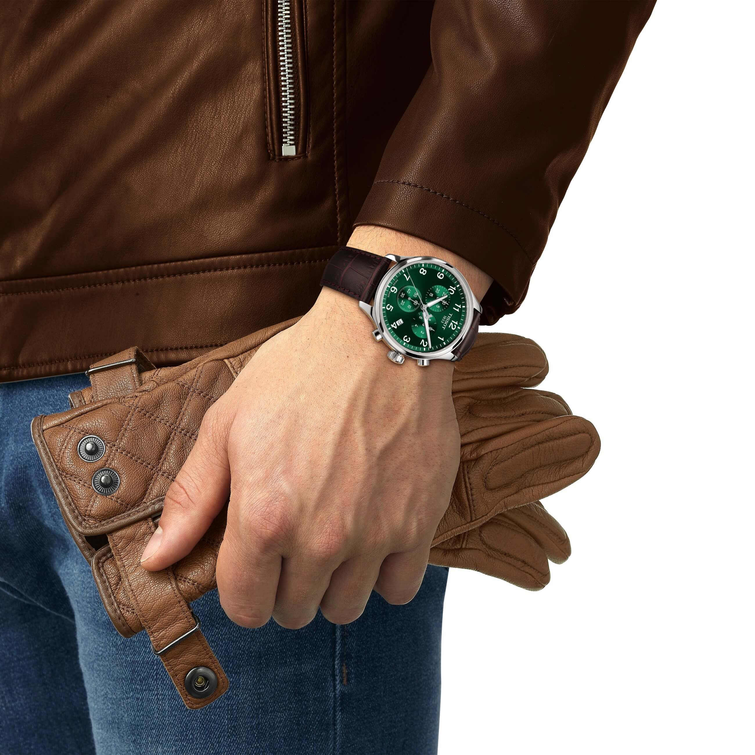 TISSOT -Chrono XL Classic Herrenuhr Braun Grün Quarz Saphirglas 45mm- T116.617.16.092.00