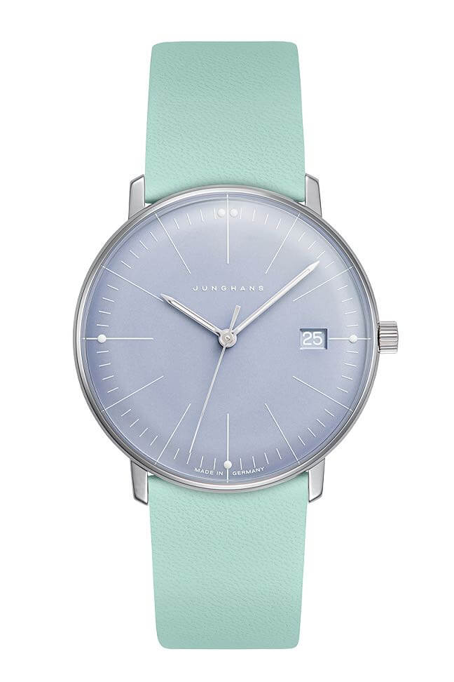 Junghans -max bill ladies' watch light green blue quartz sapphire crystal 33mm- 047/4554.02
