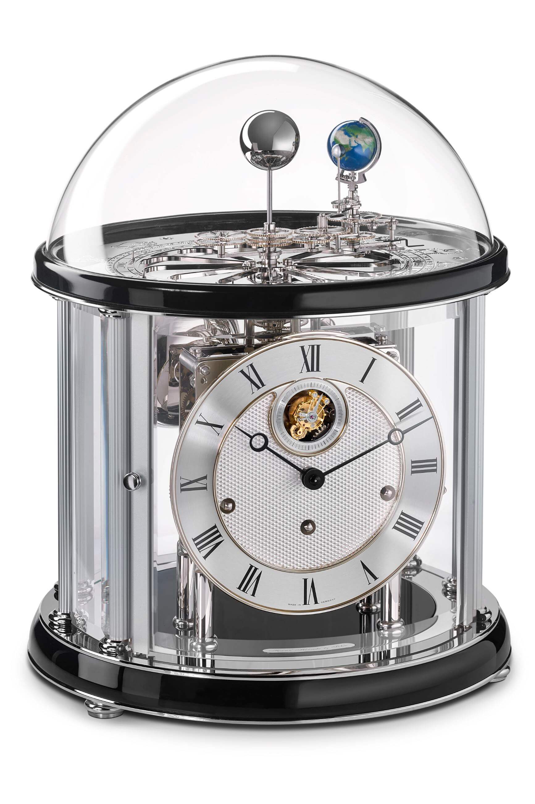 Hermle -Tellurium Tourbillon Schwarz Nickel 8-Tage Laufwerk 35cm- 23070-740352