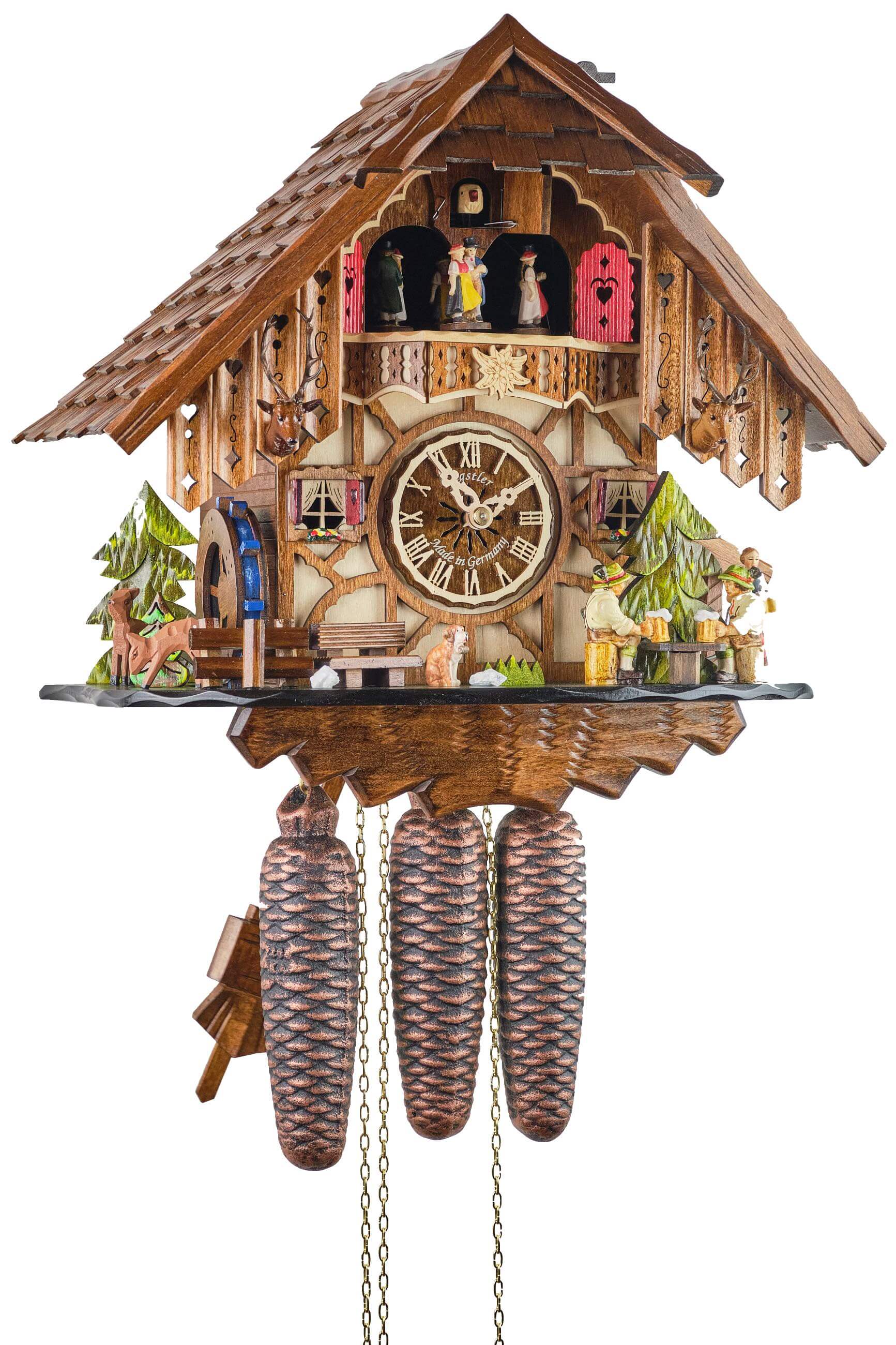 Engstler -Cuckoo Clock 8-Day Movement with Music Black Forest House 36cm- 48717/8 MT