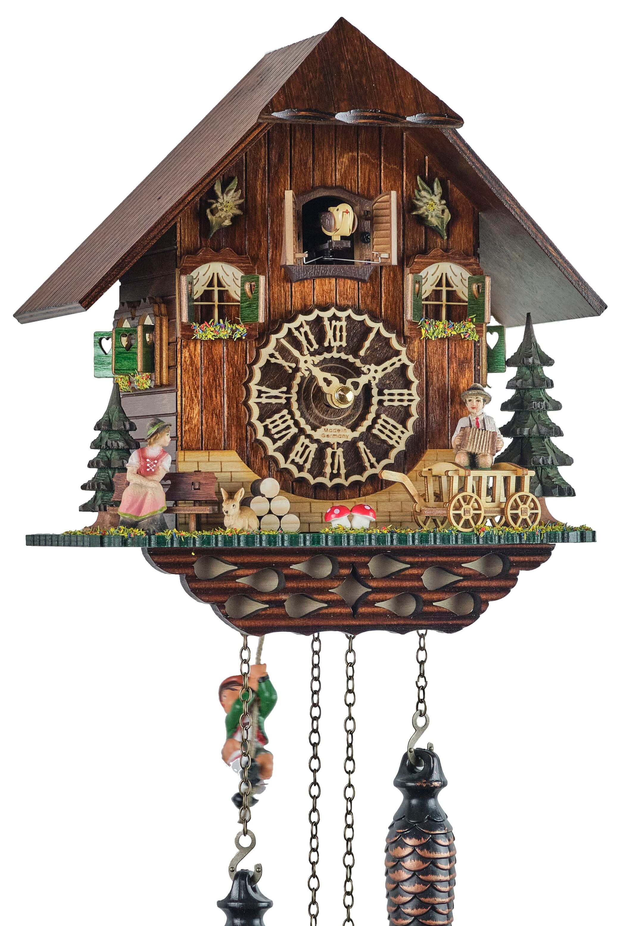 Trenkle -Cuckoo Clock Quartz Movement House with Rope Jack 27cm- 4301 QMS