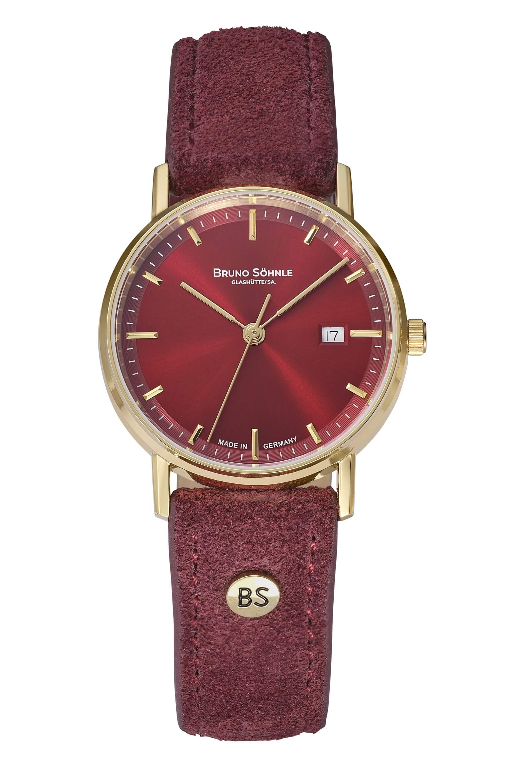 Bruno Söhnle -Rondo Damenuhr Rot Gold Quarz Saphirglas 30mm- 17-33106-541