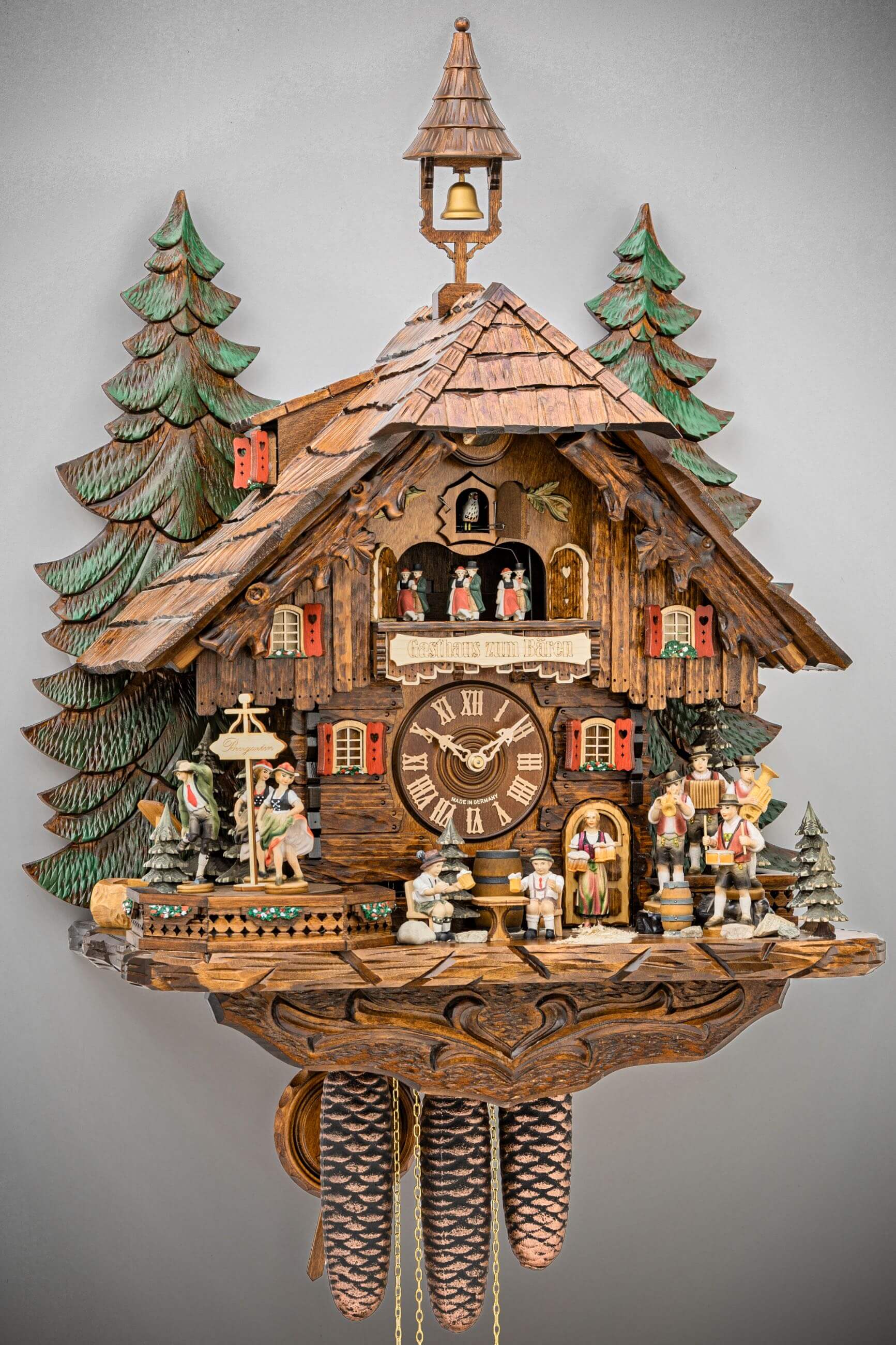 Hekas -Kuckucksuhr 8-Tage Laufwerk Musik Haus Biergarten 41cm- 3741/8 EX