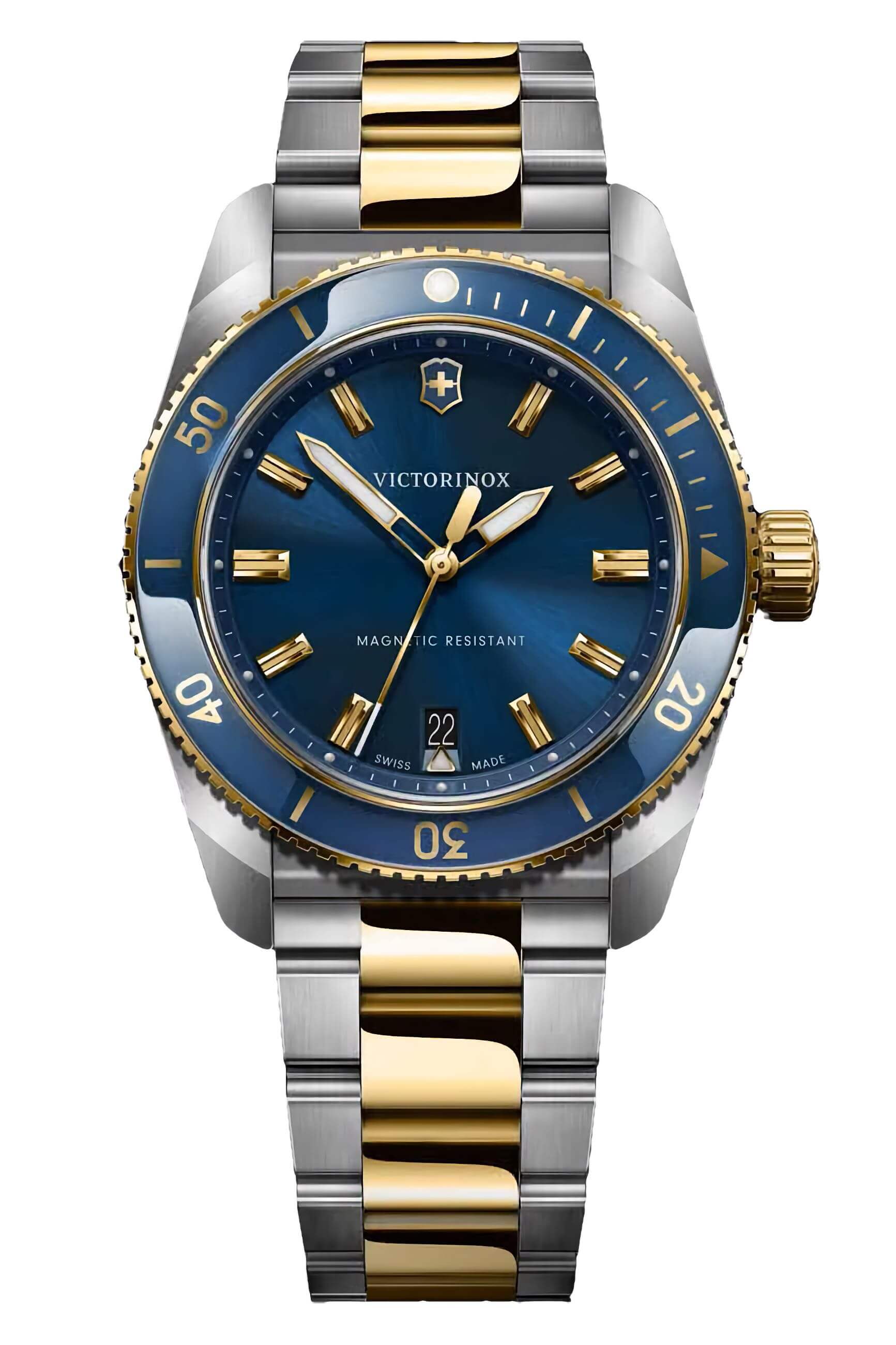 Victorinox -Victorinox Herren Armbanduhr Maverick Bicolor Blau Datum Quarz 39mm- 242100