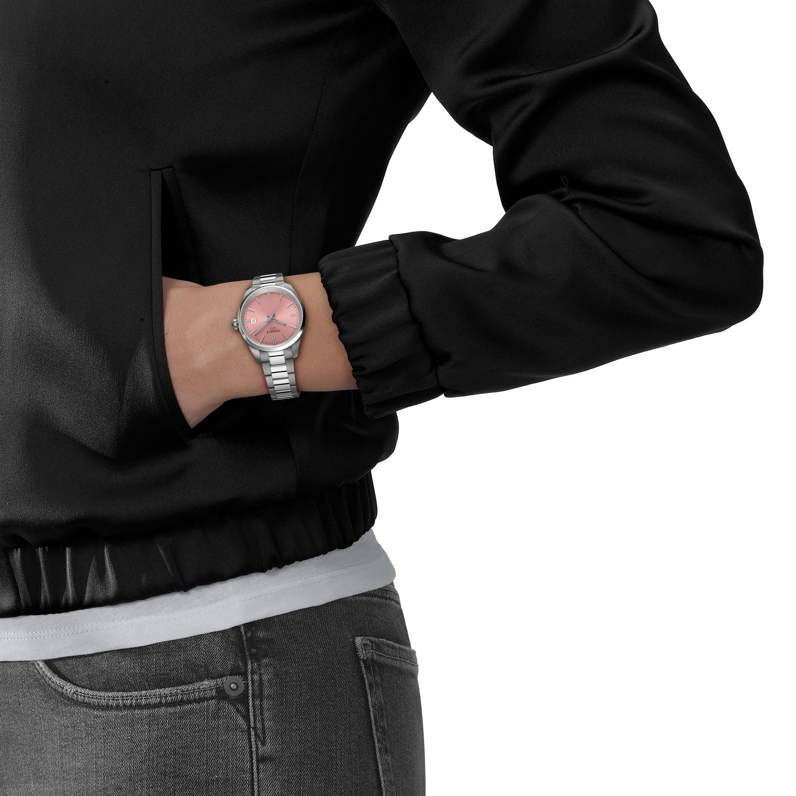 TISSOT -PR 100 Damenuhr Silber Rosa Quarz Saphirglas 34mm- T150.210.11.331.00