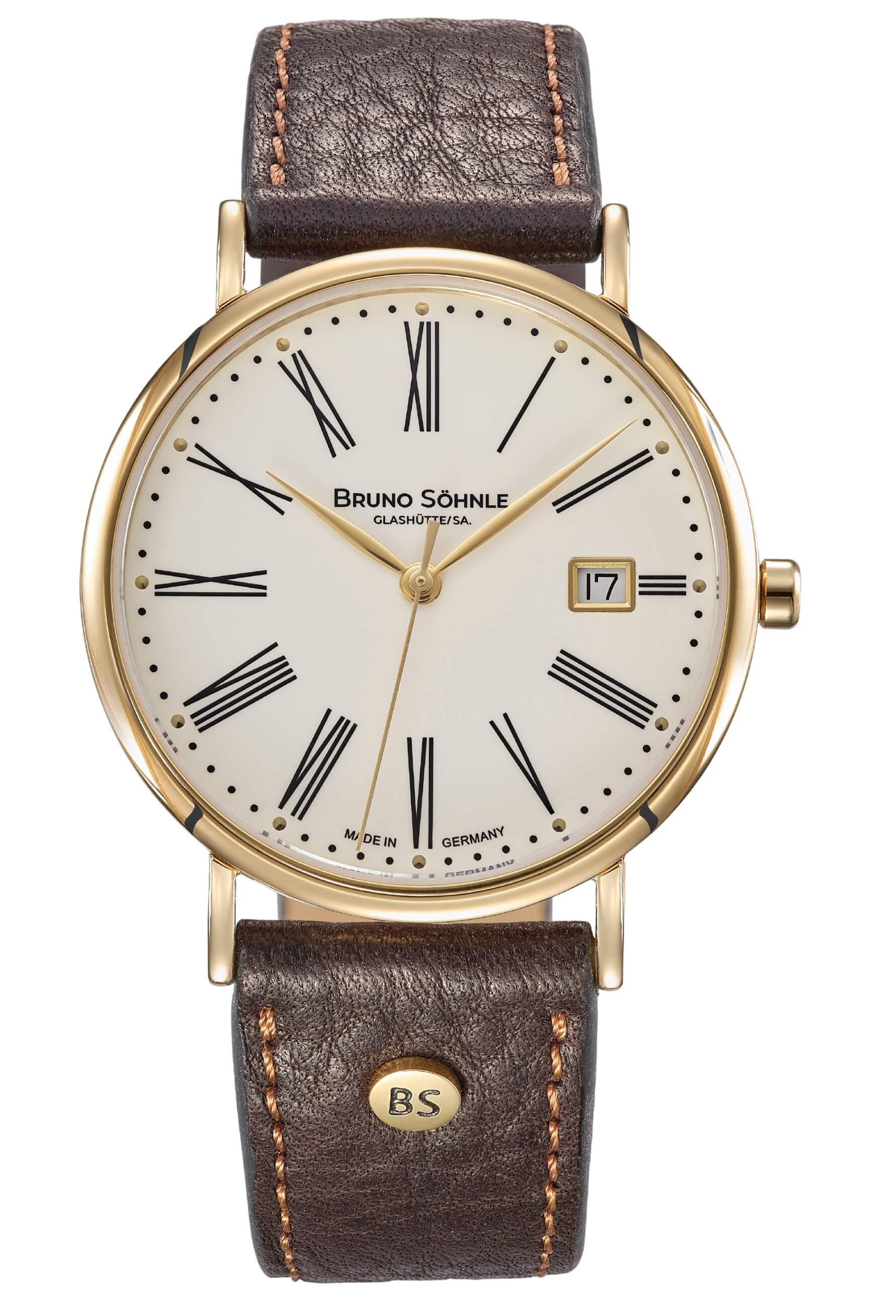 Bruno Söhnle -Nabucco Herrenuhr Braun Gold Quarz Saphirglas 38mm- 17-33085-137