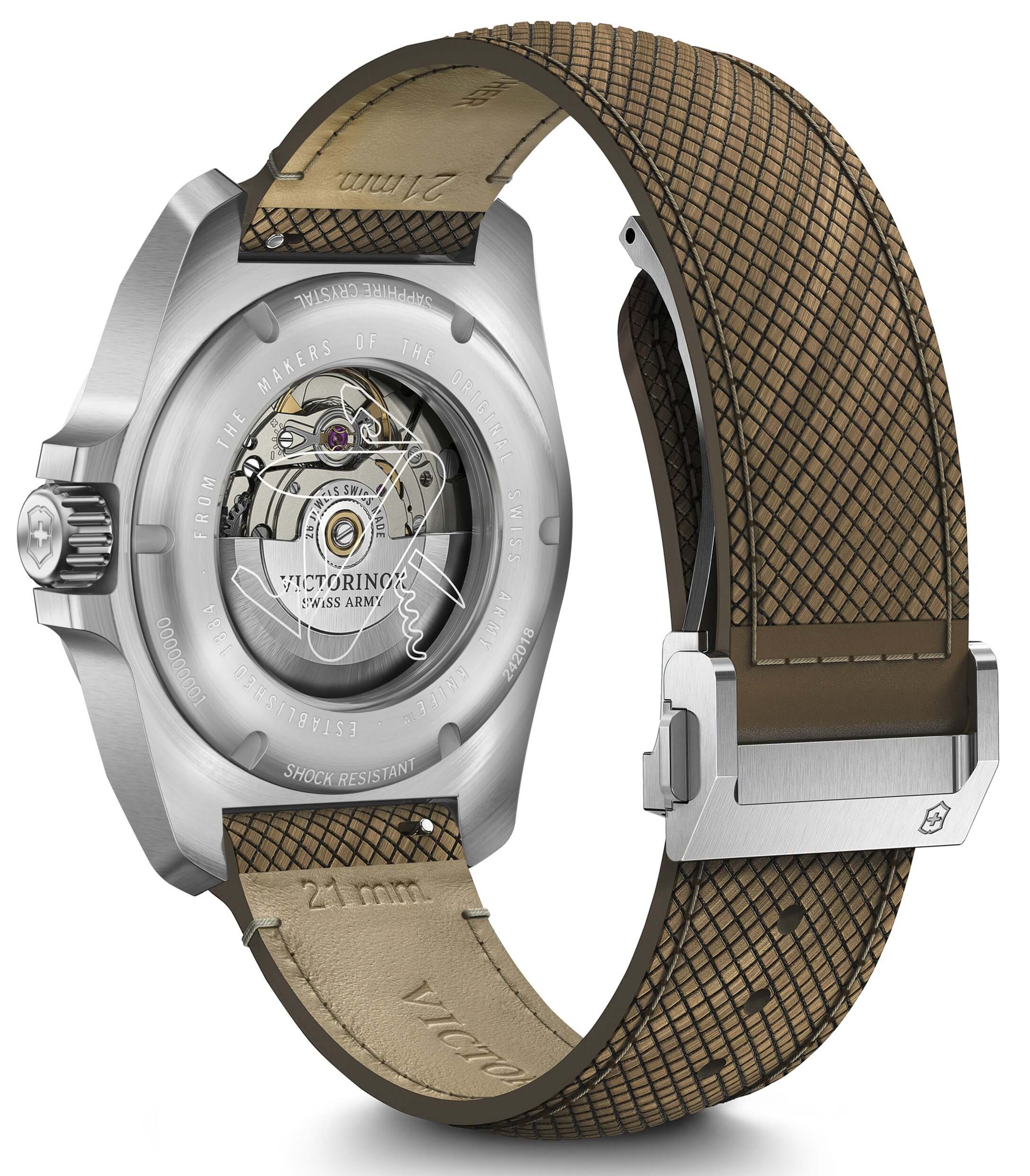 Victorinox -I.N.O.X Auto Herrenuhr Braun Blau Automatik Saphirglas 41mm- 242018.1