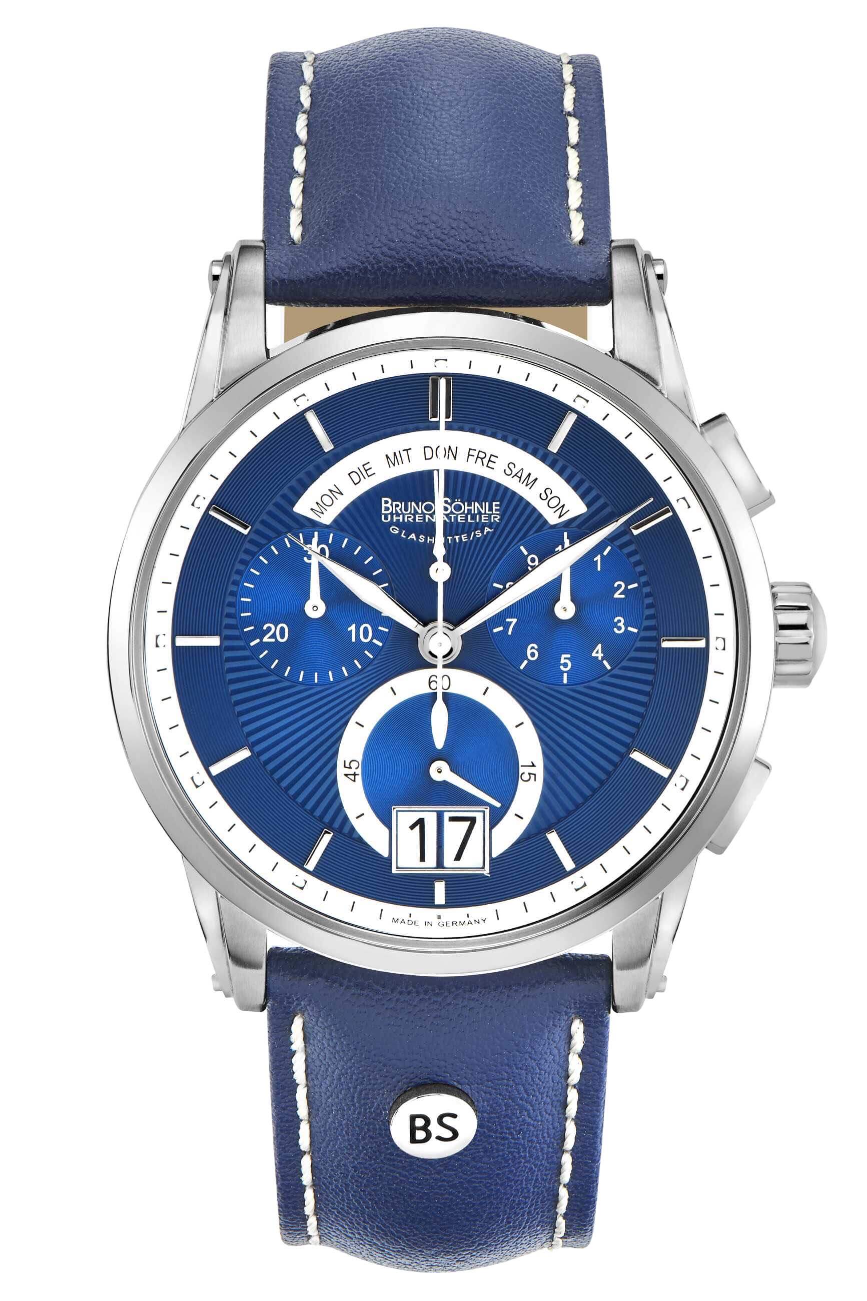 Bruno Söhnle -Grandioso Herrenuhr Blau Chronograph 42,5mm- 17-13117-341