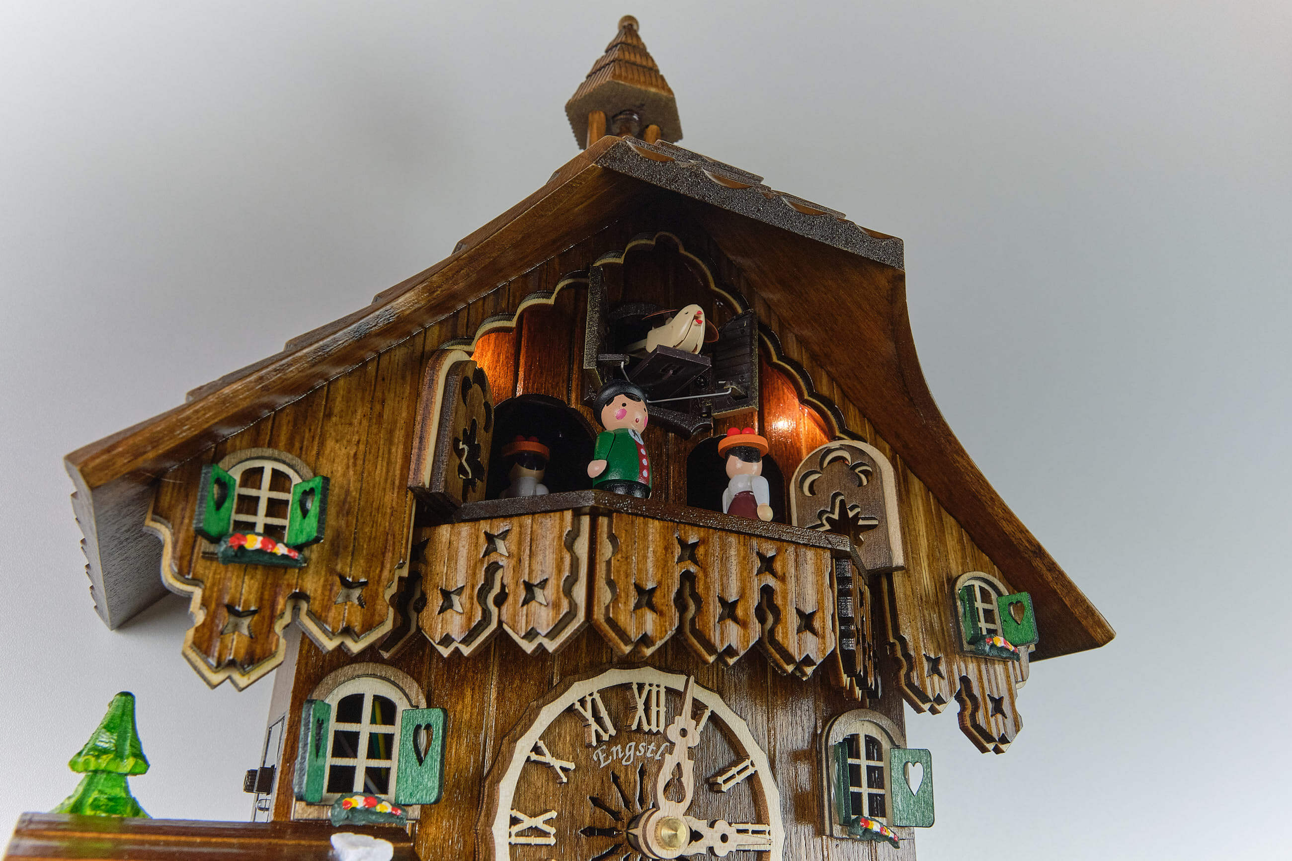 Engstler -Cuckoo clock with illumination house quartz movement music 42cm- 4481/50 QMT