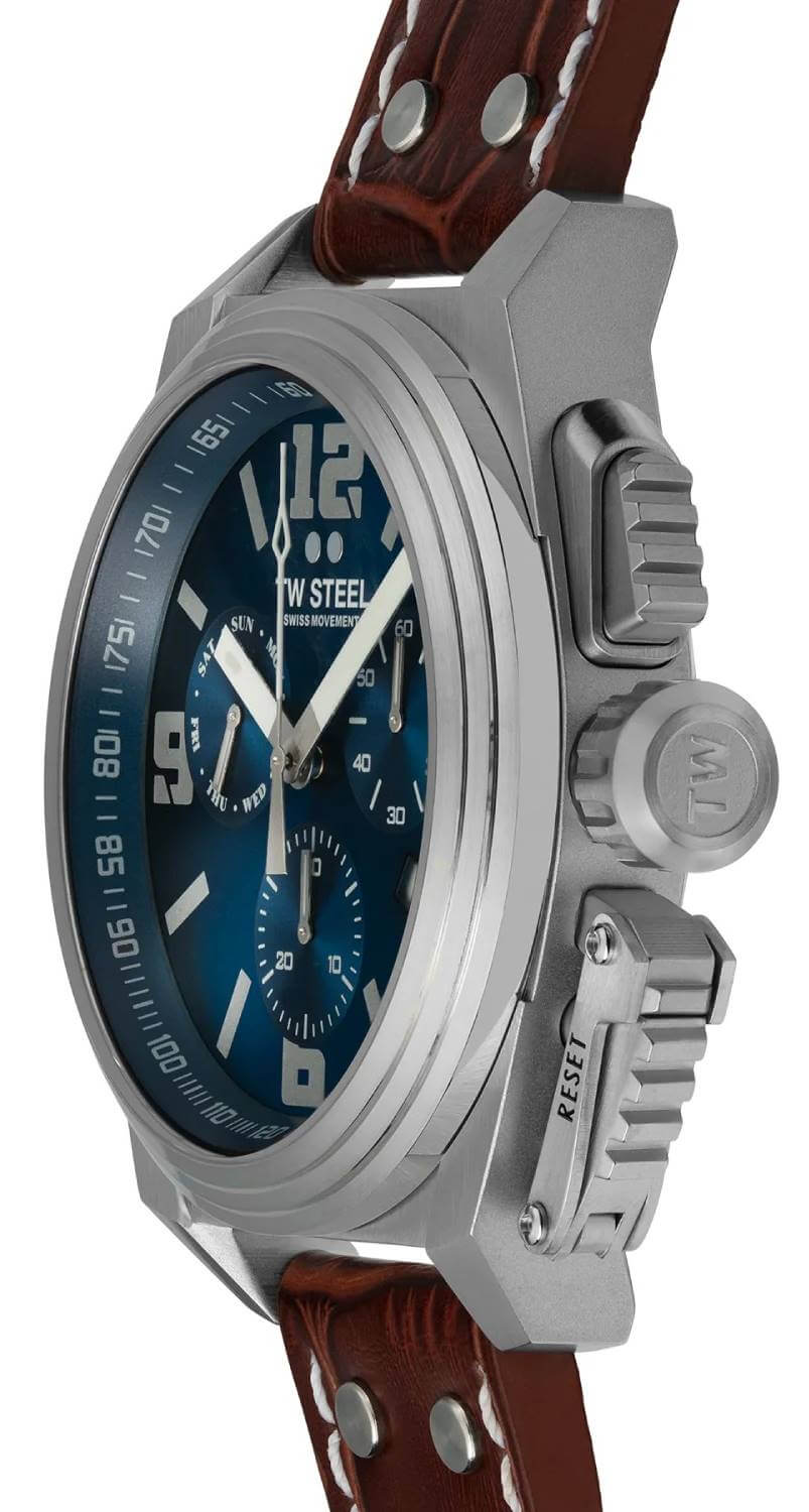 TW STEEL -Swiss Canteen men's watch brown chronograph date quartz 46mm- TW1113