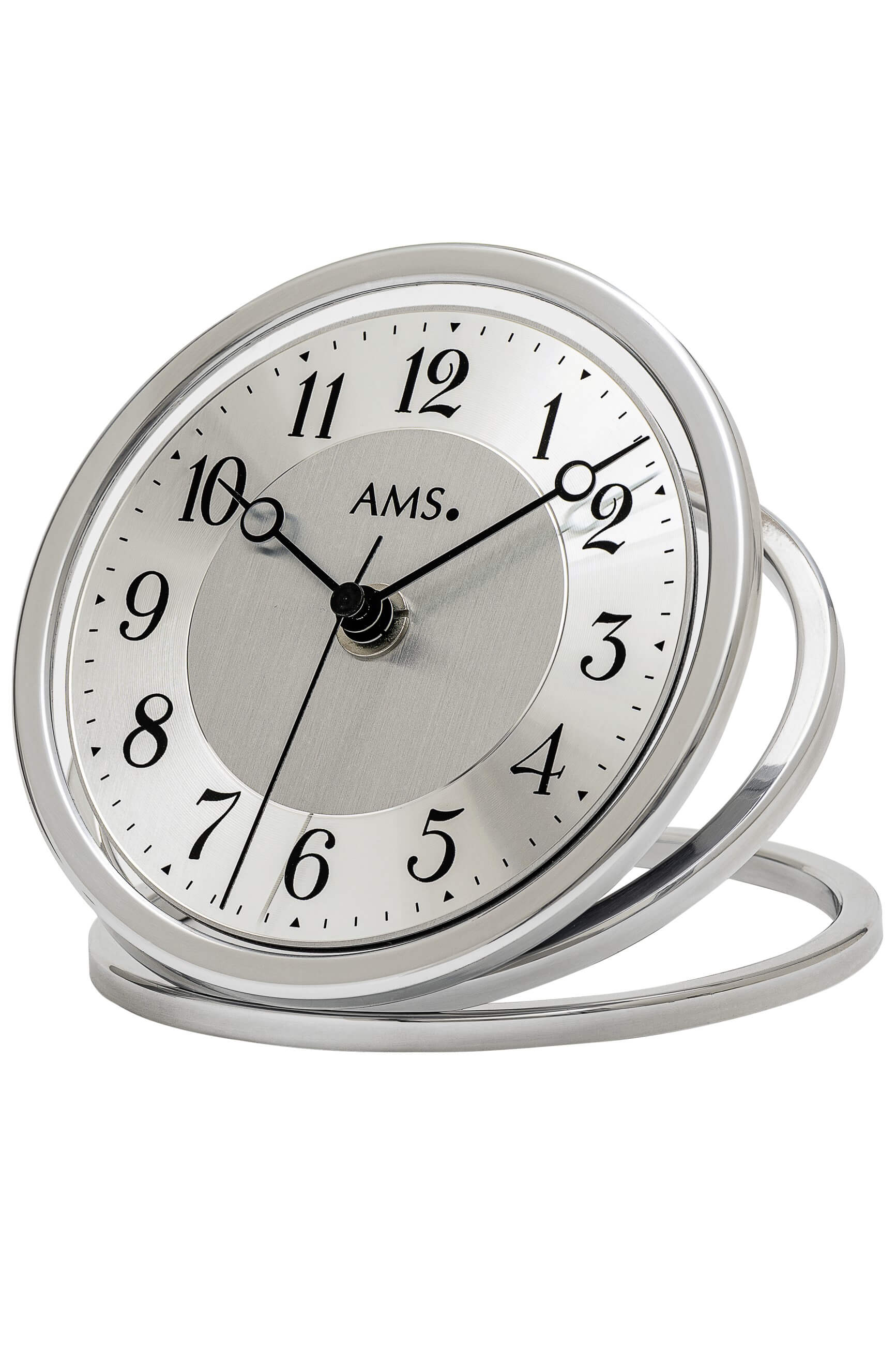 AMS -table clock silver radio controlled movement 14cm- 5178