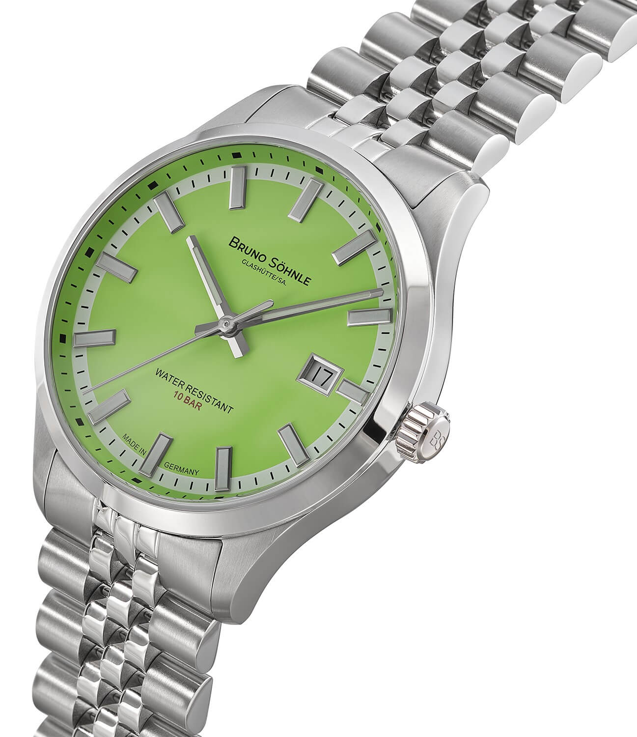 Bruno Söhnle -Turin Automatic Men's Watch Silver Lime Green Date Sapphire Crystal 40mm- 17-12230-440