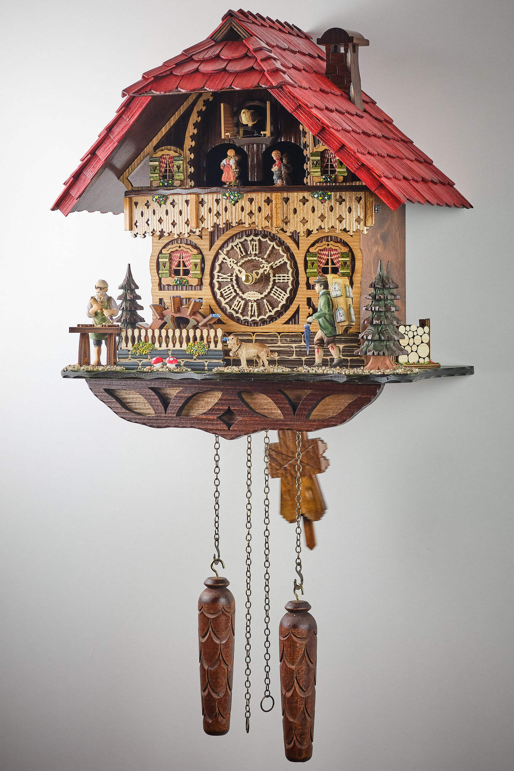 Trenkle -Kuckucksuhr Quarz Laufwerk mit Musik Schwarwaldhaus 38cm- 4307 QMT HZZG