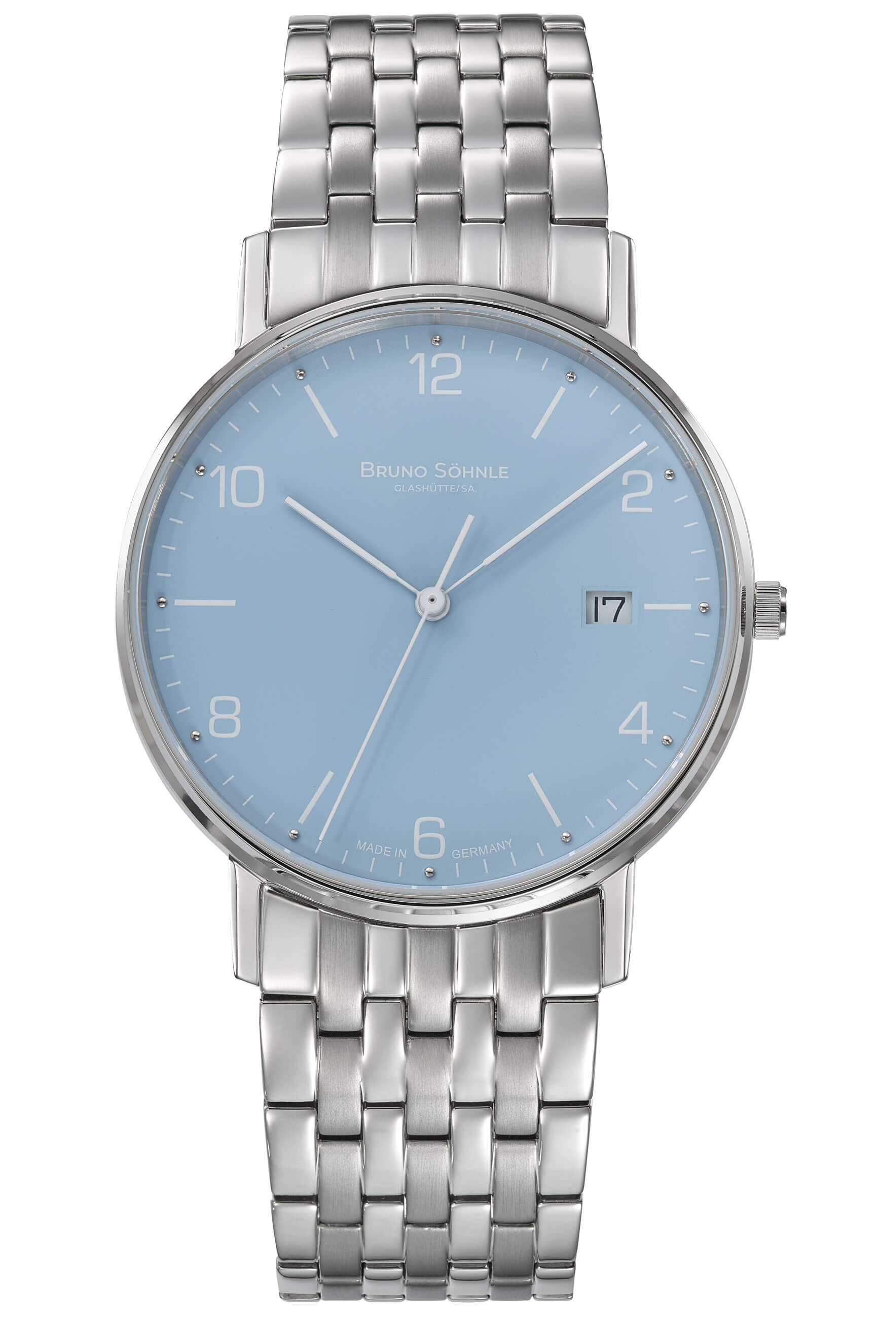 Bruno Söhnle -Rondo Herrenuhr Silber Blau Quarz Saphirglas 38mm- 17-13105-324
