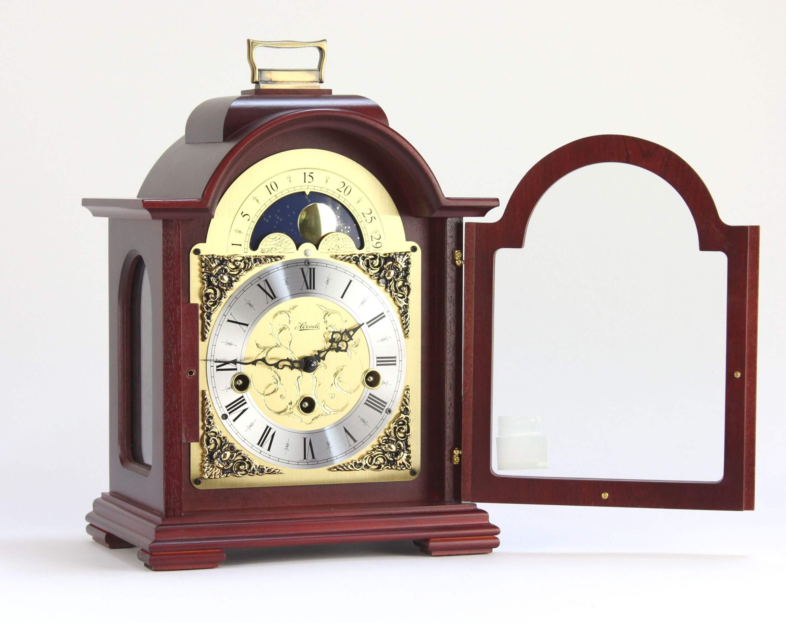 Hermle -Tischuhr Hermle Debden Mahagoni Westminster Schlag 8-Tage Laufwerk Mondphase- 22864-070340