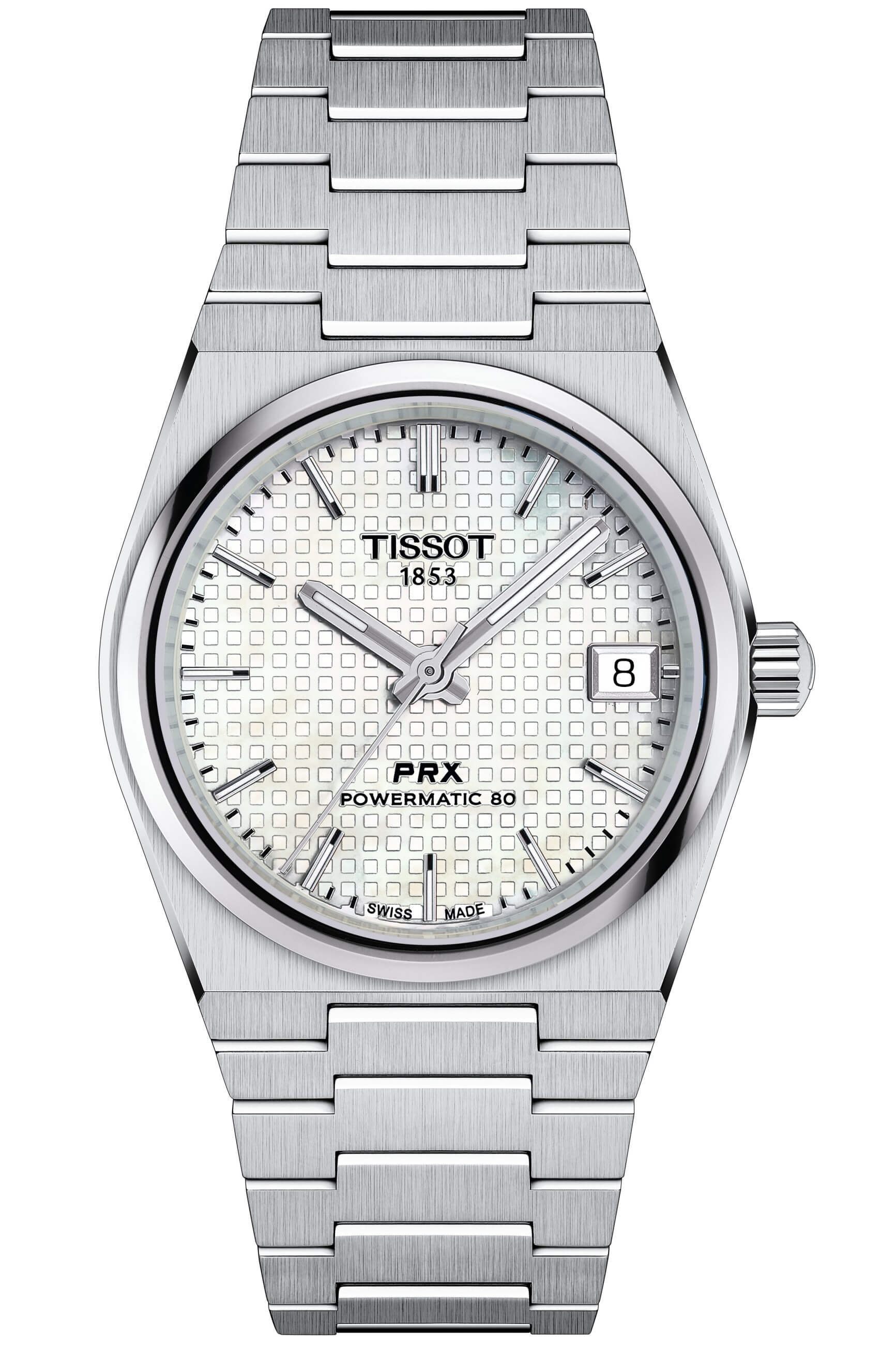 TISSOT -PRX Powermatic 80 Ladies' and Men's Watch Silver White Automatic Sapphire Crystal 35mm- T137.207.11.111.00