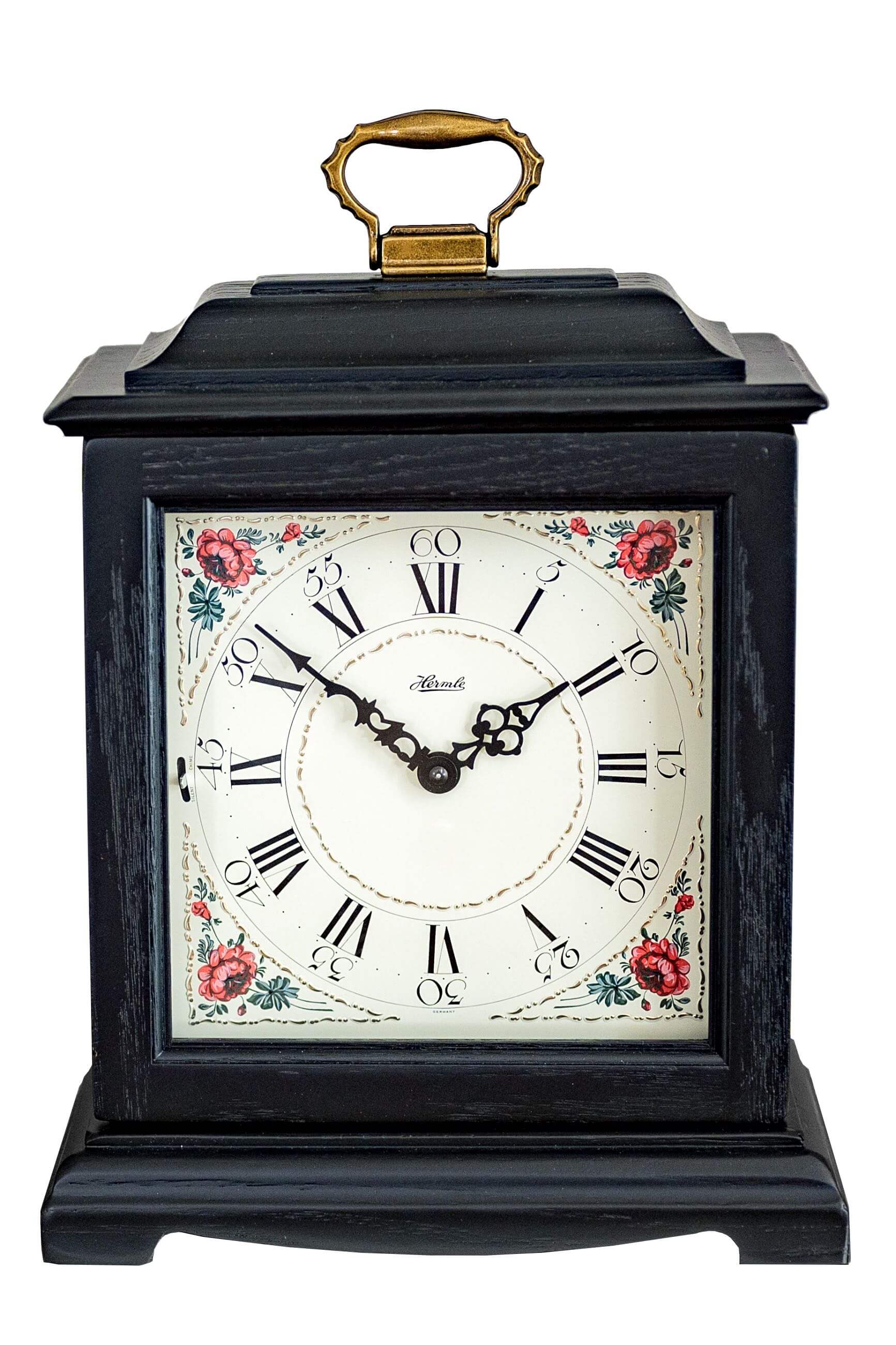 Hermle -table clock black vintage floral quartz 33cm- 22915-V82114