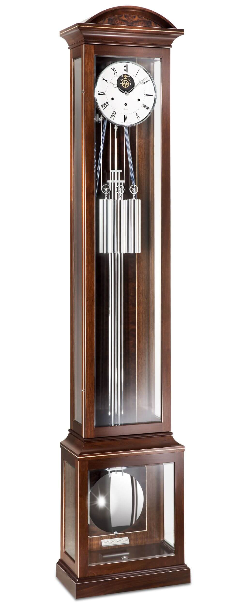 Kieninger -Long pendulum clock grandfather clock dark walnut Westminster mechanical 208cm- 0142-22-01