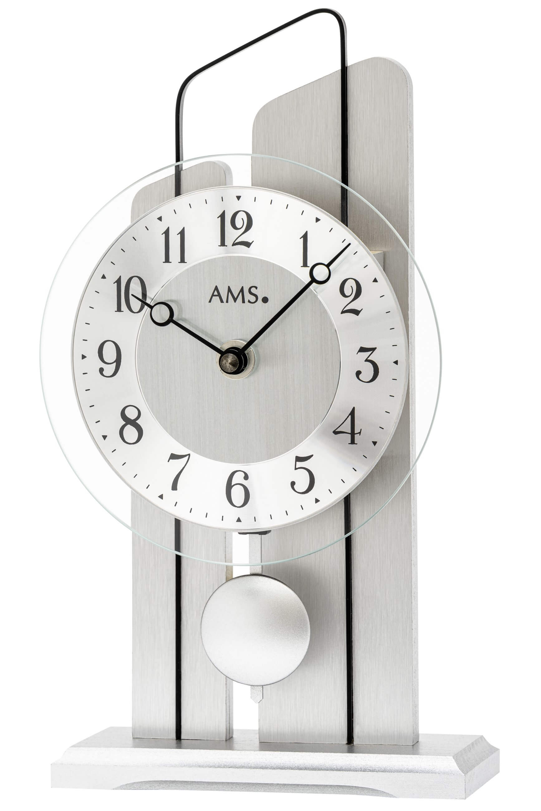 AMS -Tischuhr Silber Quarz 25cm- 1258