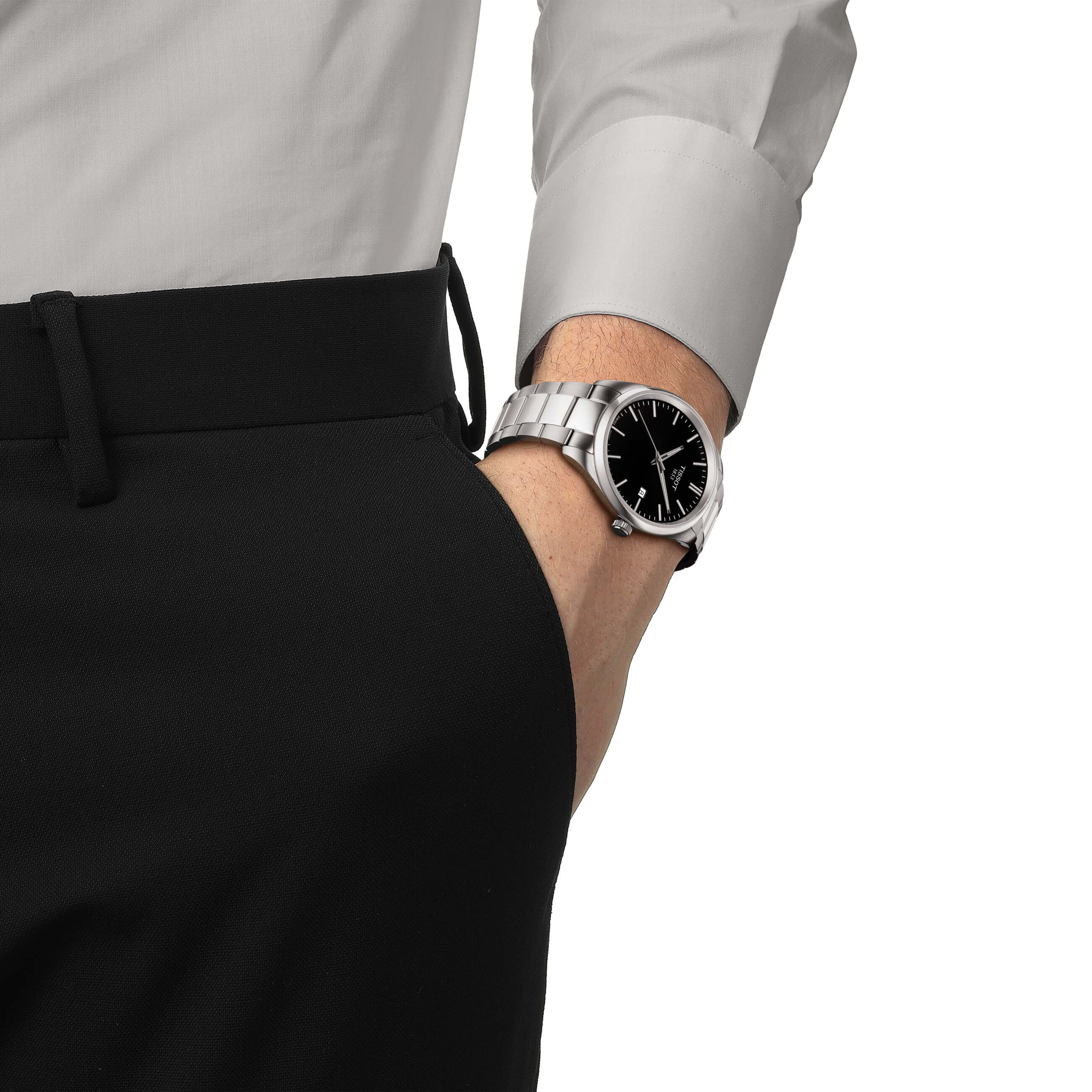 TISSOT -PR 100 Men's Watch Silver Black Quartz Date Sapphire Crystal 40mm- T150.410.11.051.00
