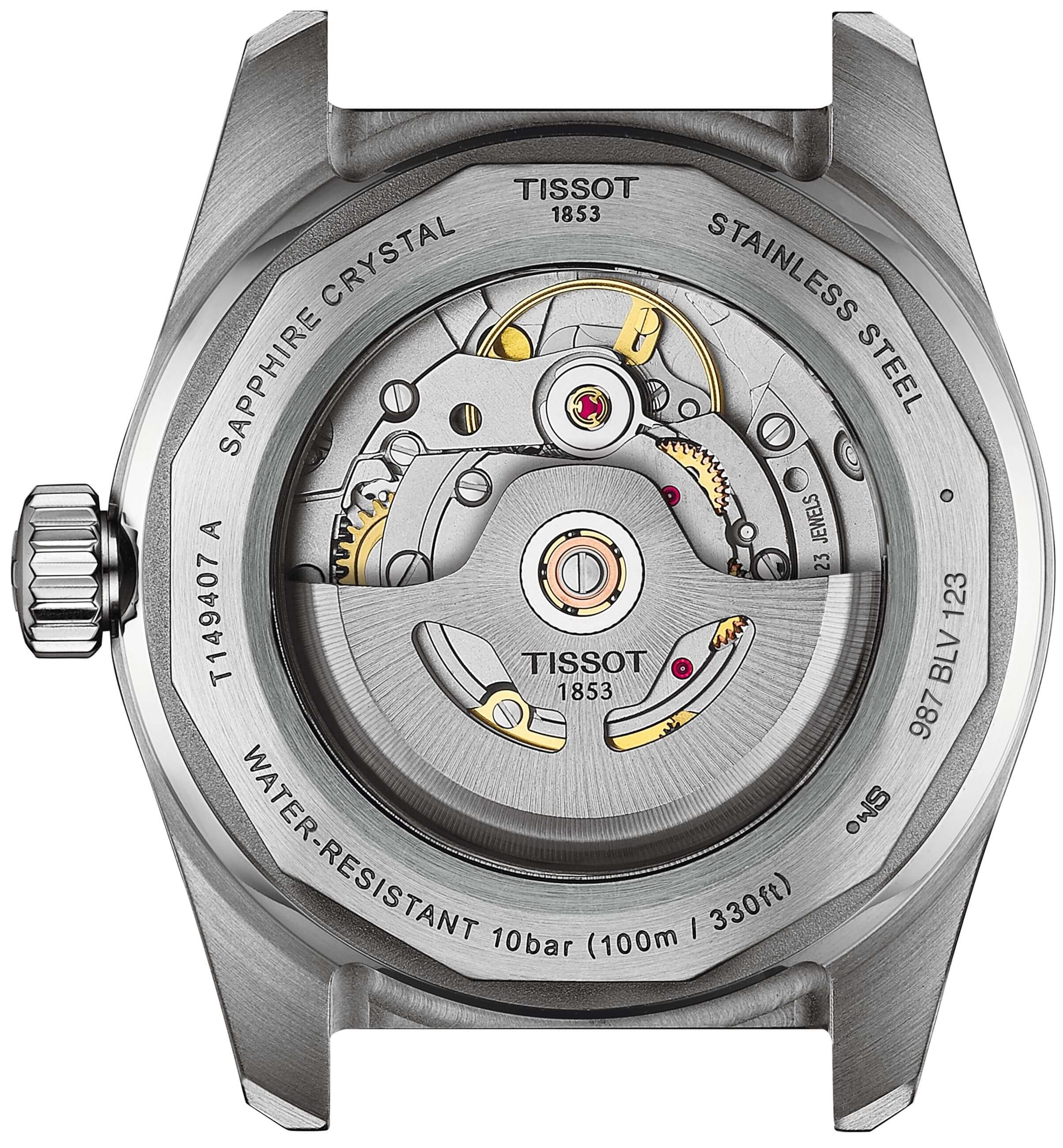 TISSOT -PR516 Powermatic 80 Herrenuhr Blau Silber Automatik Saphirglas 38mm- T149.407.16.041.00