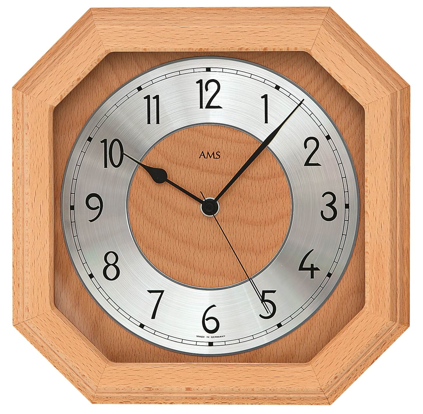 AMS radio-controlled wall clock 26cm beech 5864/18