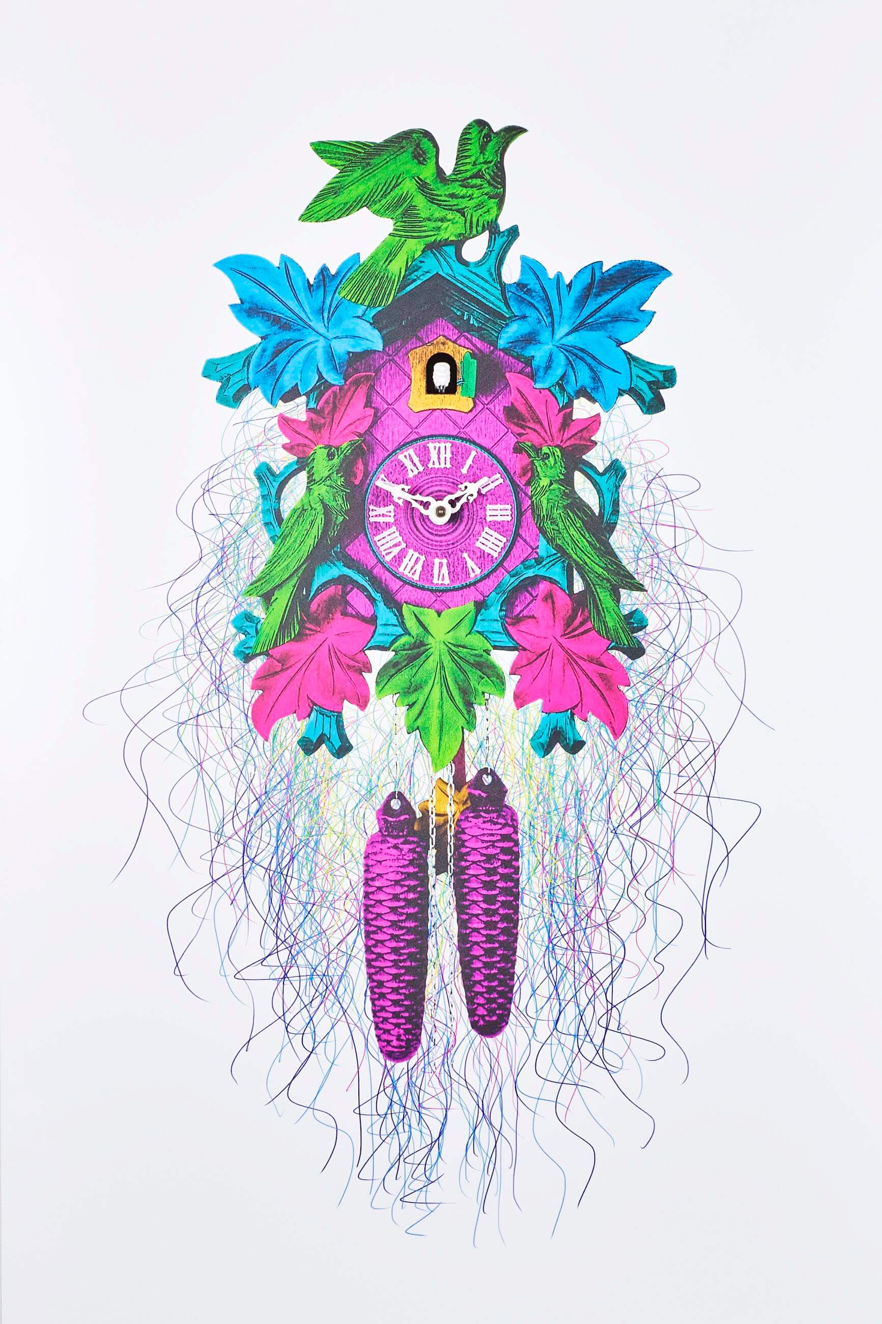 Romba -Real cuckoo clock as wall picture 90cm colourful white- AL37-AW