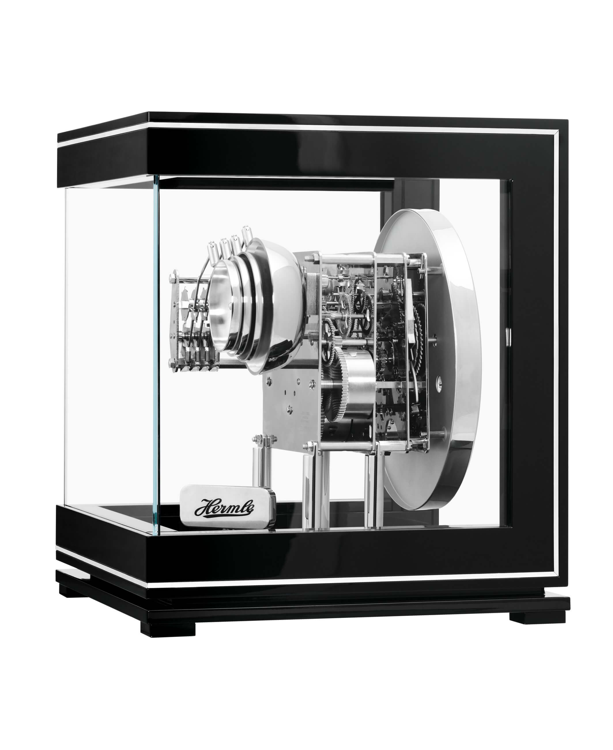 Hermle Table Clock Perpetual Calendar Black White Mechanical Westminster 30cm- 23059-740352