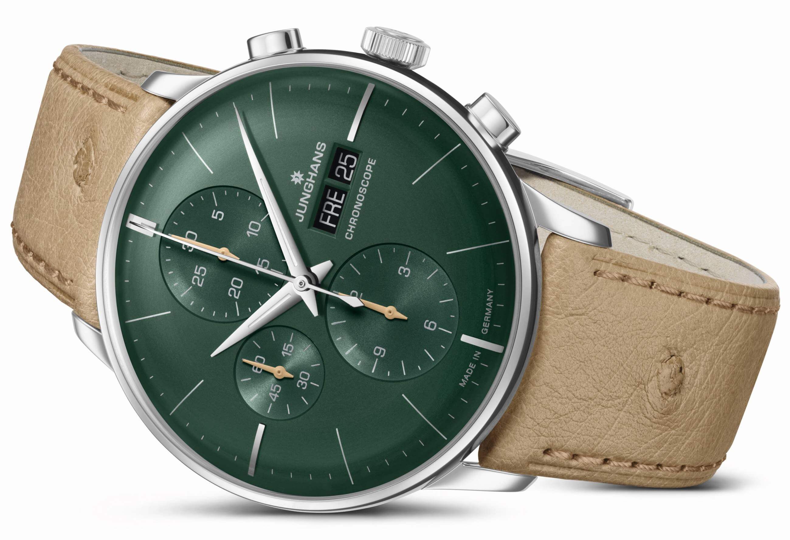 Junghans -Meister Chronoscope Men's Watch Brown Green Automatic Sapphire Crystal 41mm- 027/4222.02