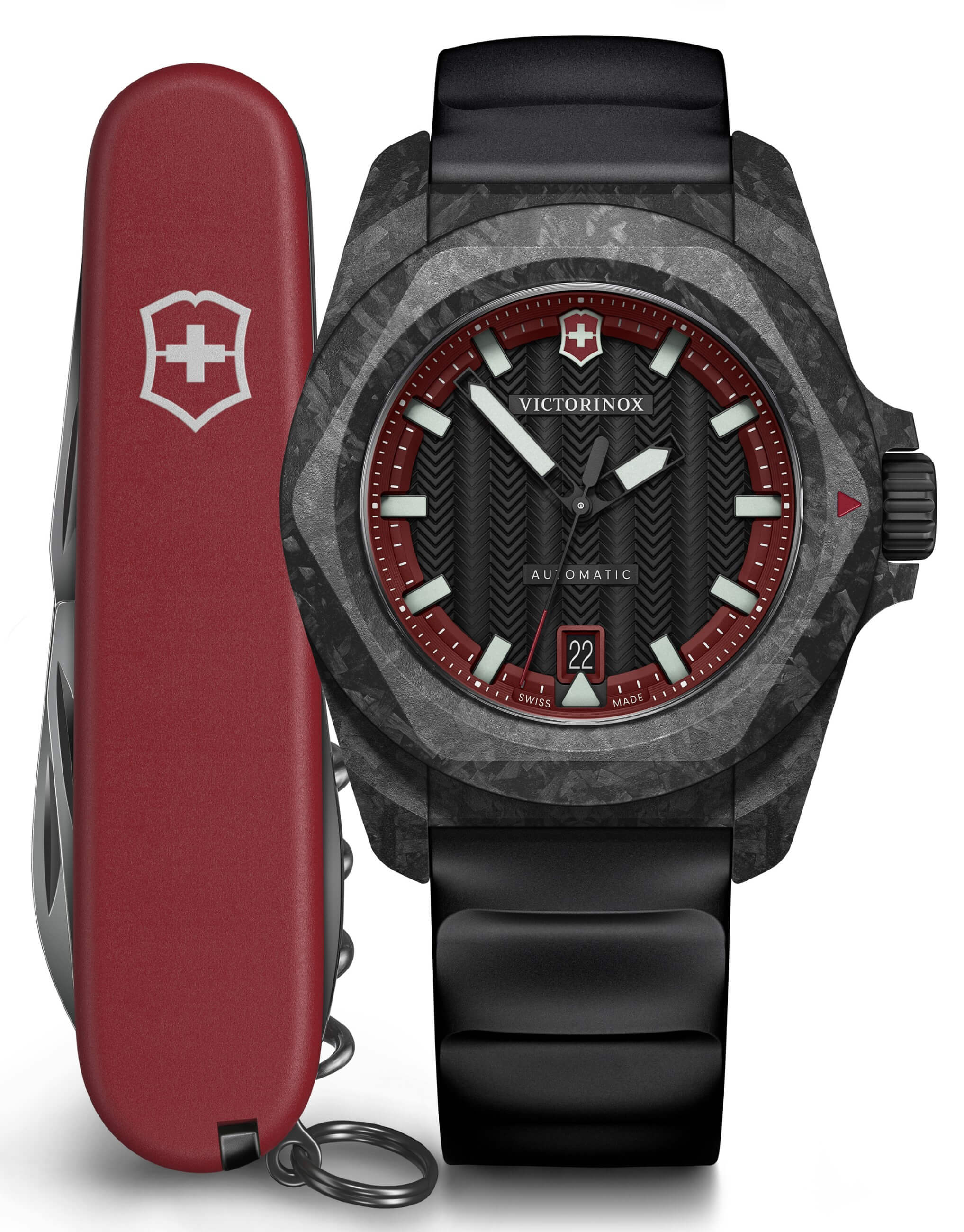 Victorinox -I.N.O.X Auto Herrenuhr Schwarz Rot Automatik Saphirglas 41mm- 242024.1