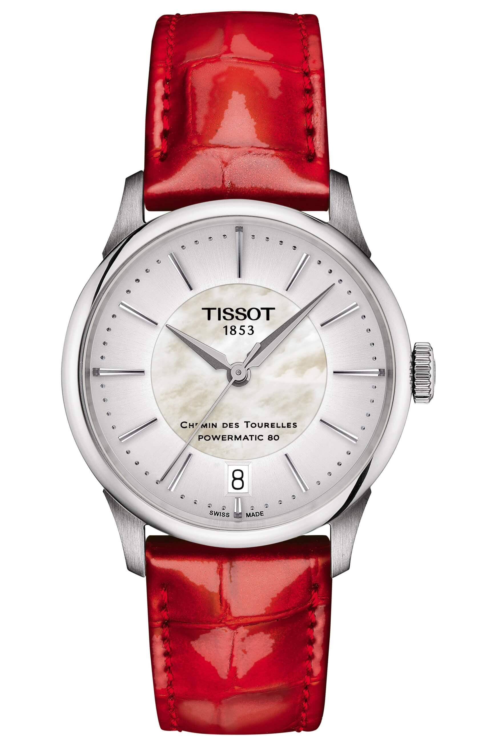 TISSOT -Chemin des Tourelles Powermatic 80 ladies' watch red automatic sapphire crystal 34mm- T139.207.16.111.00