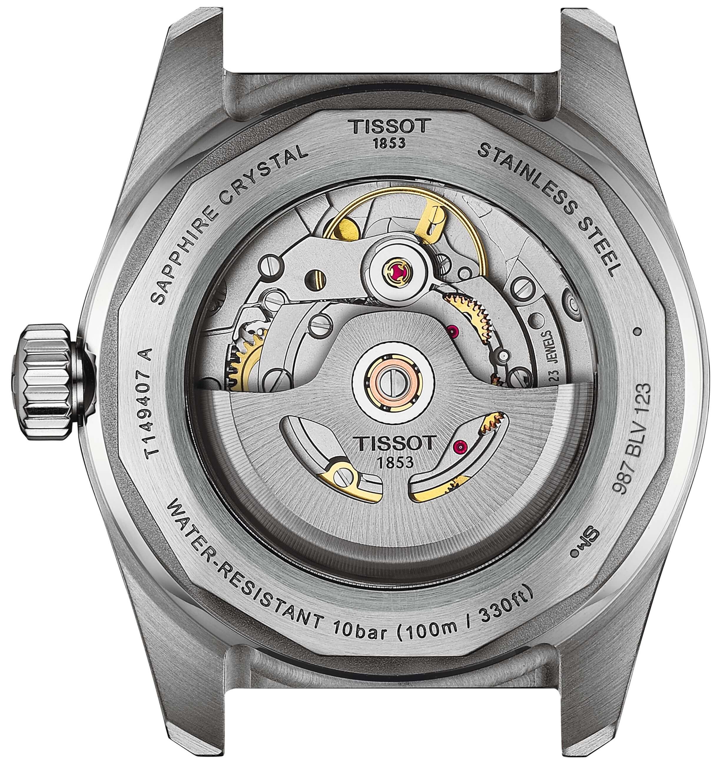 TISSOT -PR516 Powermatic 80 Herrenuhr Silber Schwarz Automatik Saphirglas 38mm- T149.407.11.051.00