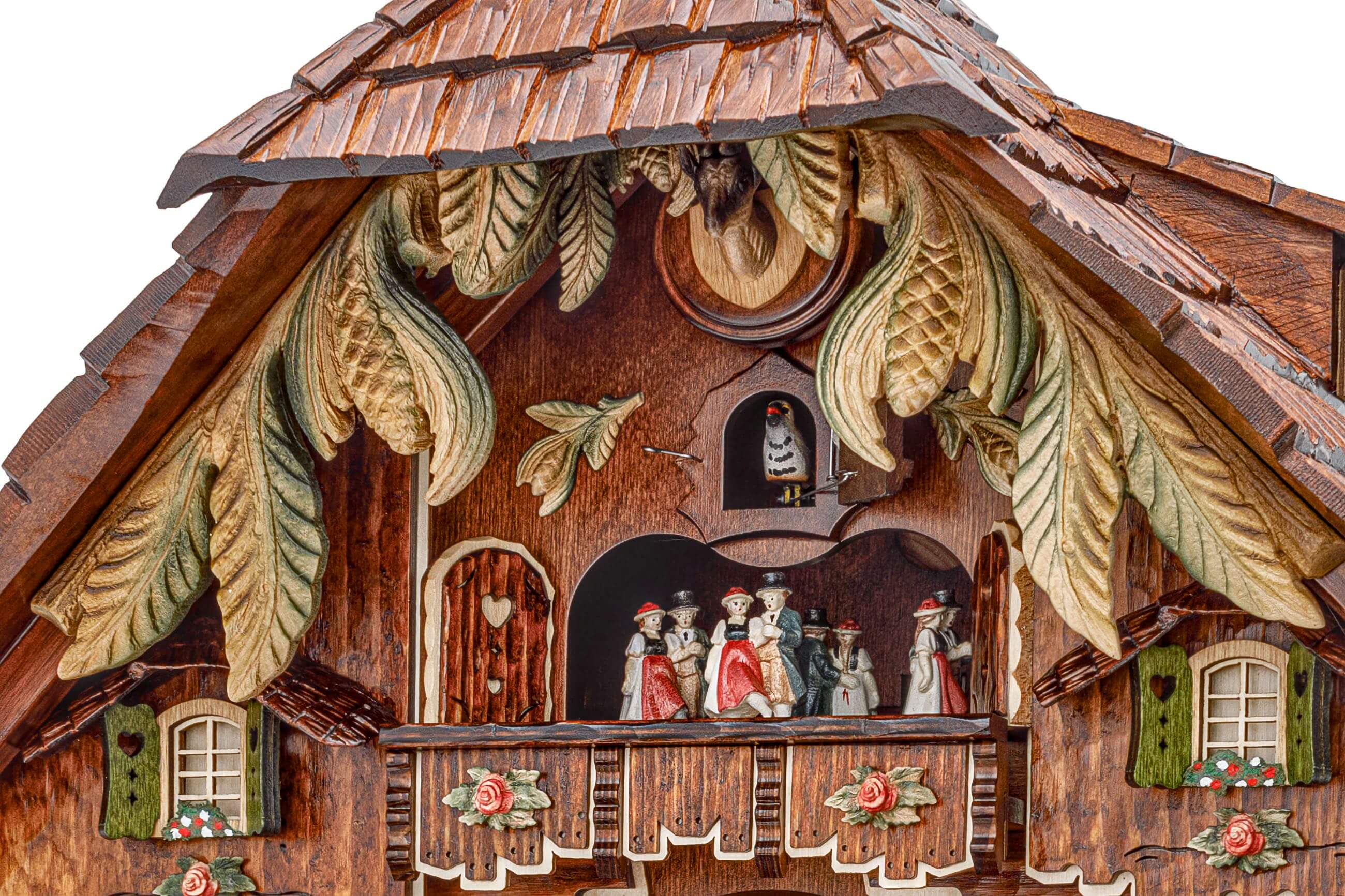 Hekas -Kuckucksuhr 8-Tage Laufwerk Musik Haus Musikanten 63cm- 3756/8 EX