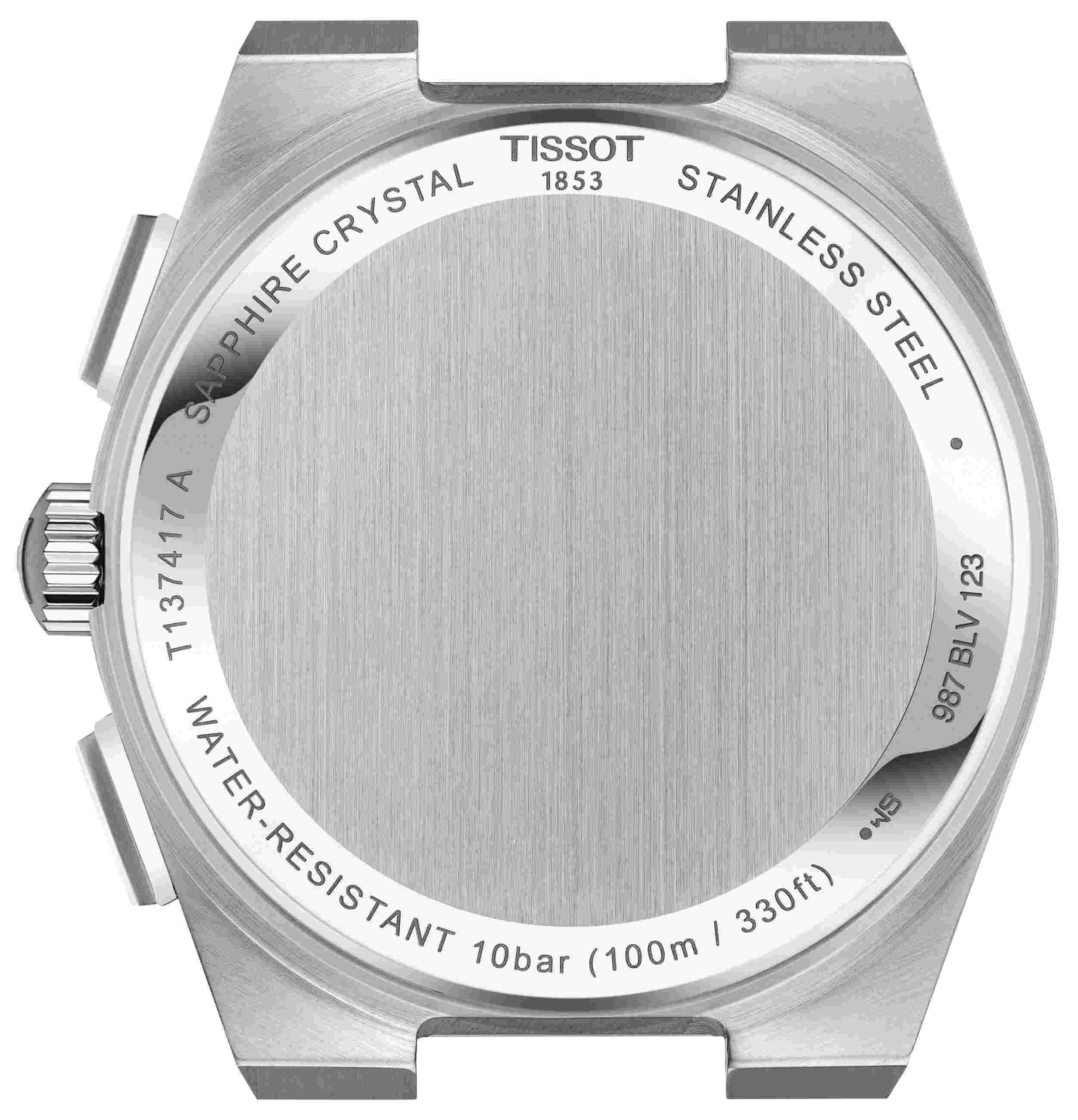TISSOT -PRX Herrenuhr Silber Blau Datum Chronograph Saphirglas Quartz 41mm- T137.417.11.041.00