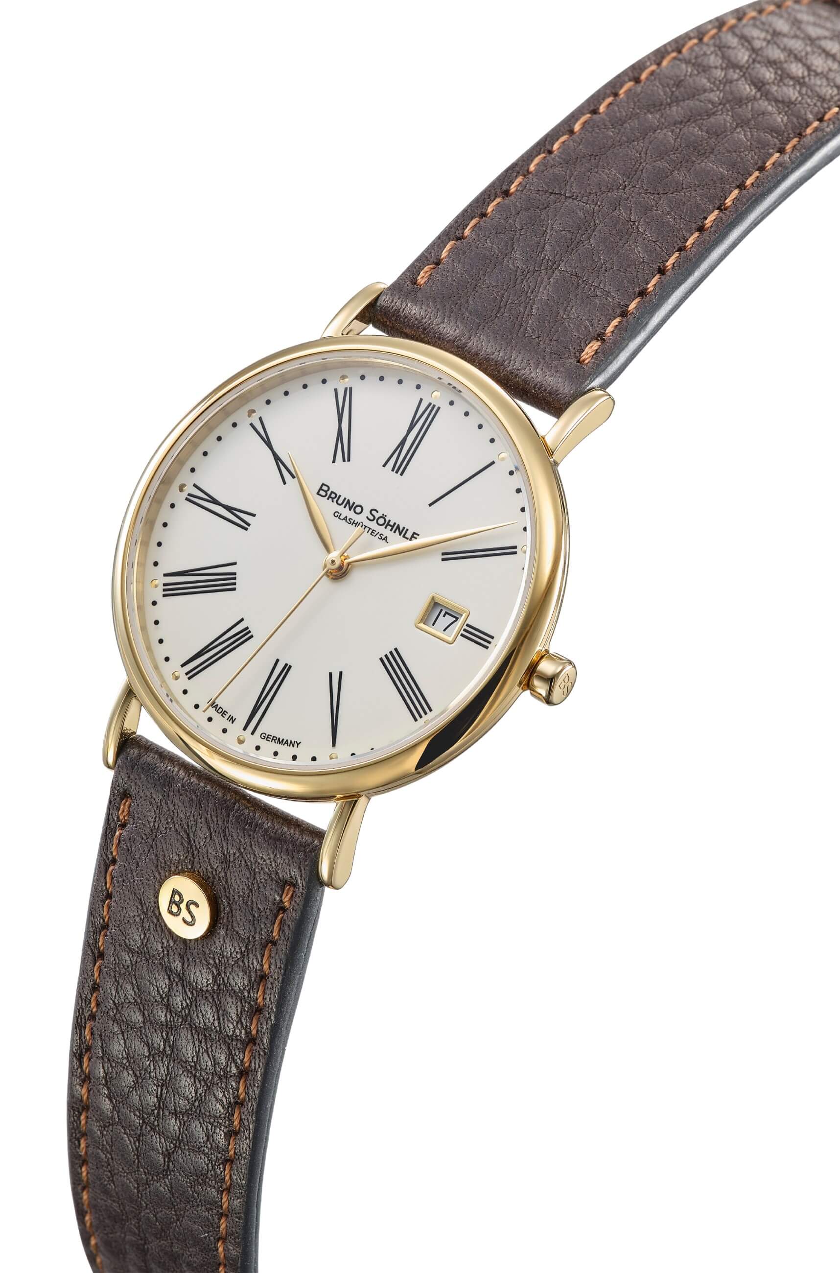 Bruno Söhnle -Nabucco Herrenuhr Braun Gold Quarz Saphirglas 38mm- 17-33085-137